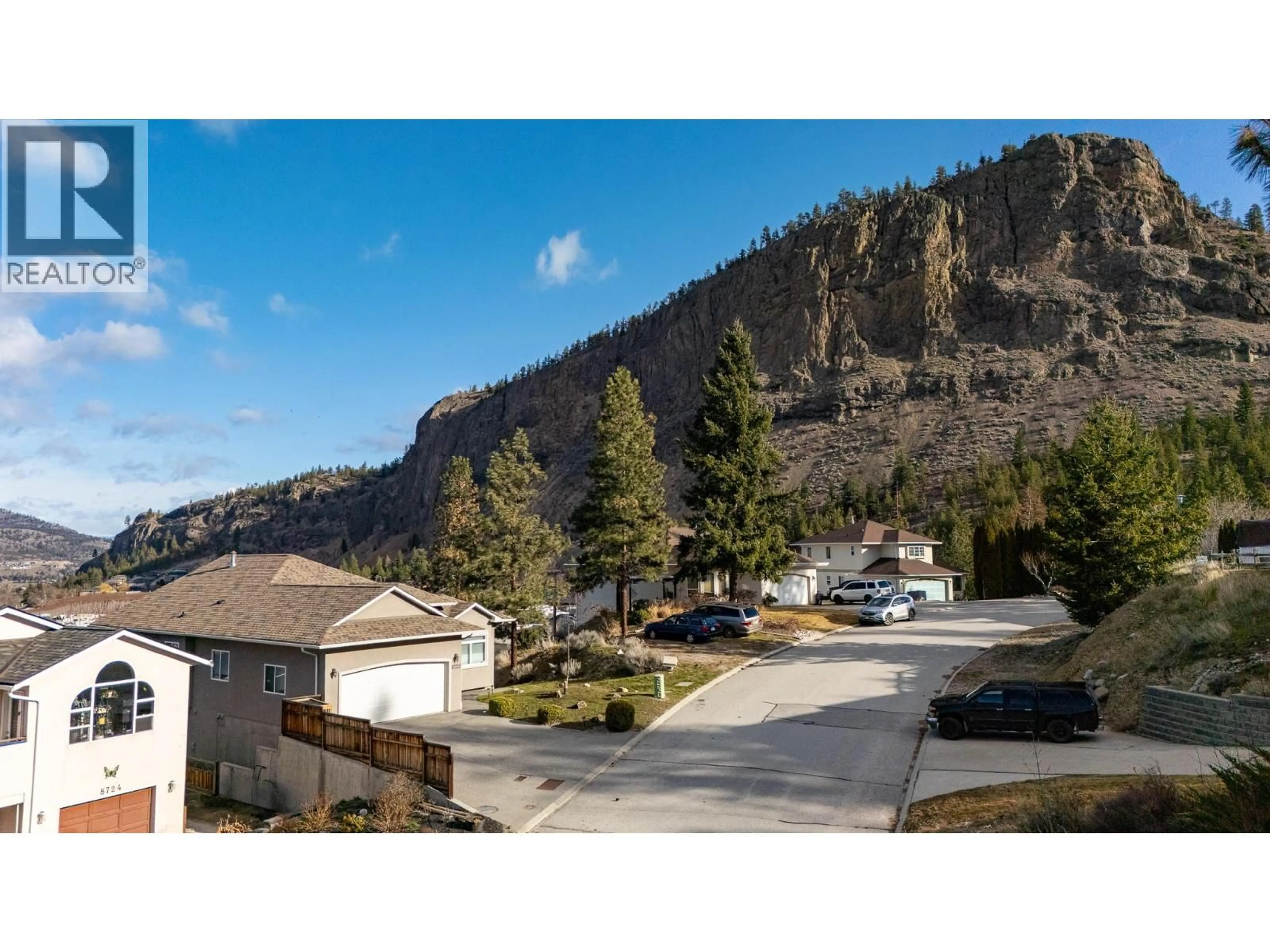 A pic from outside/outdoor area/front of a property/back of a property/a pic from drone, mountain view for 8722 POLLOCK TERRACE, Summerland British Columbia V0H1Z2