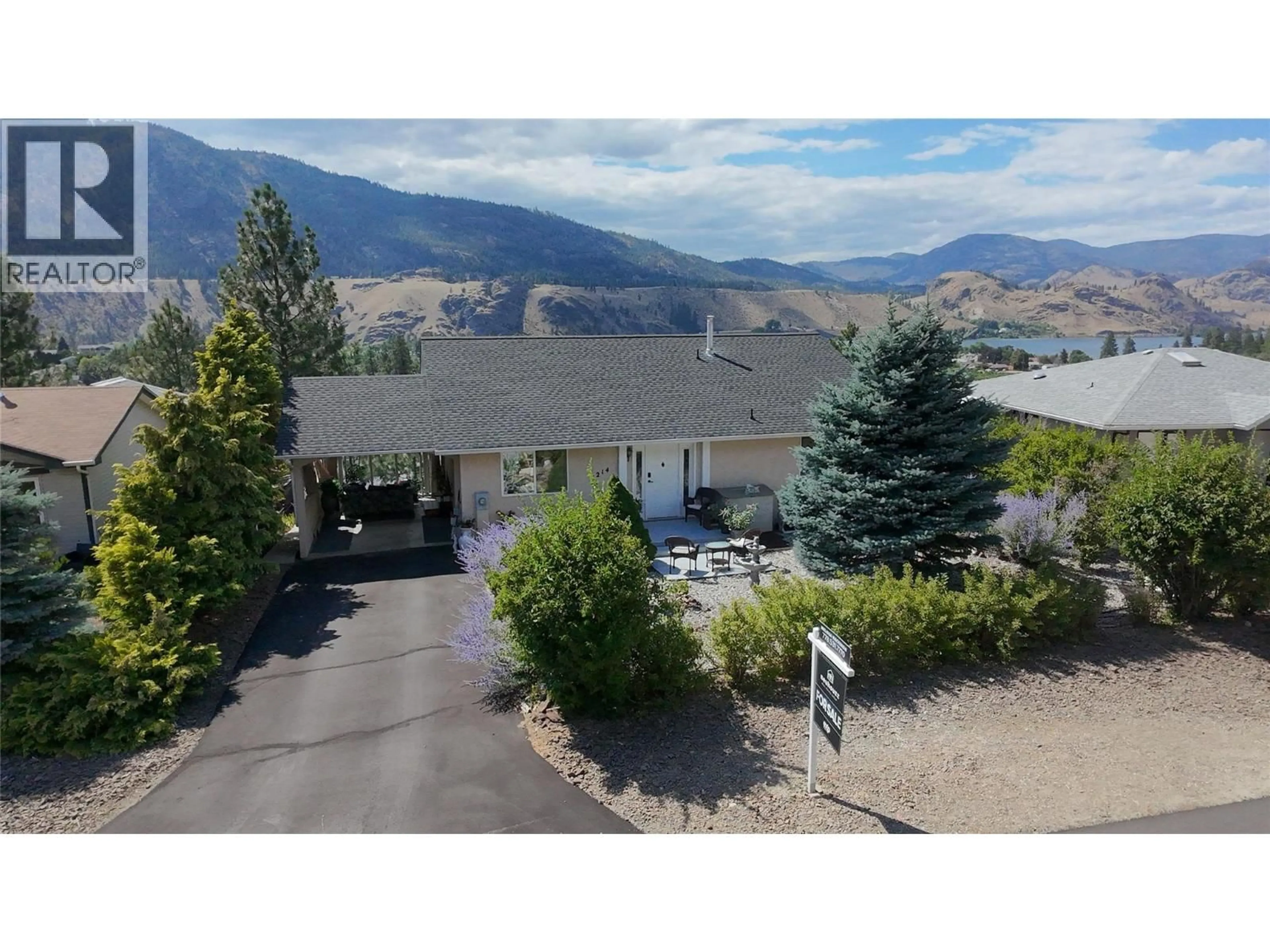 A pic from outside/outdoor area/front of a property/back of a property/a pic from drone, mountain view for 1214 PEACHCLIFF DRIVE, Okanagan Falls British Columbia V0H1R1
