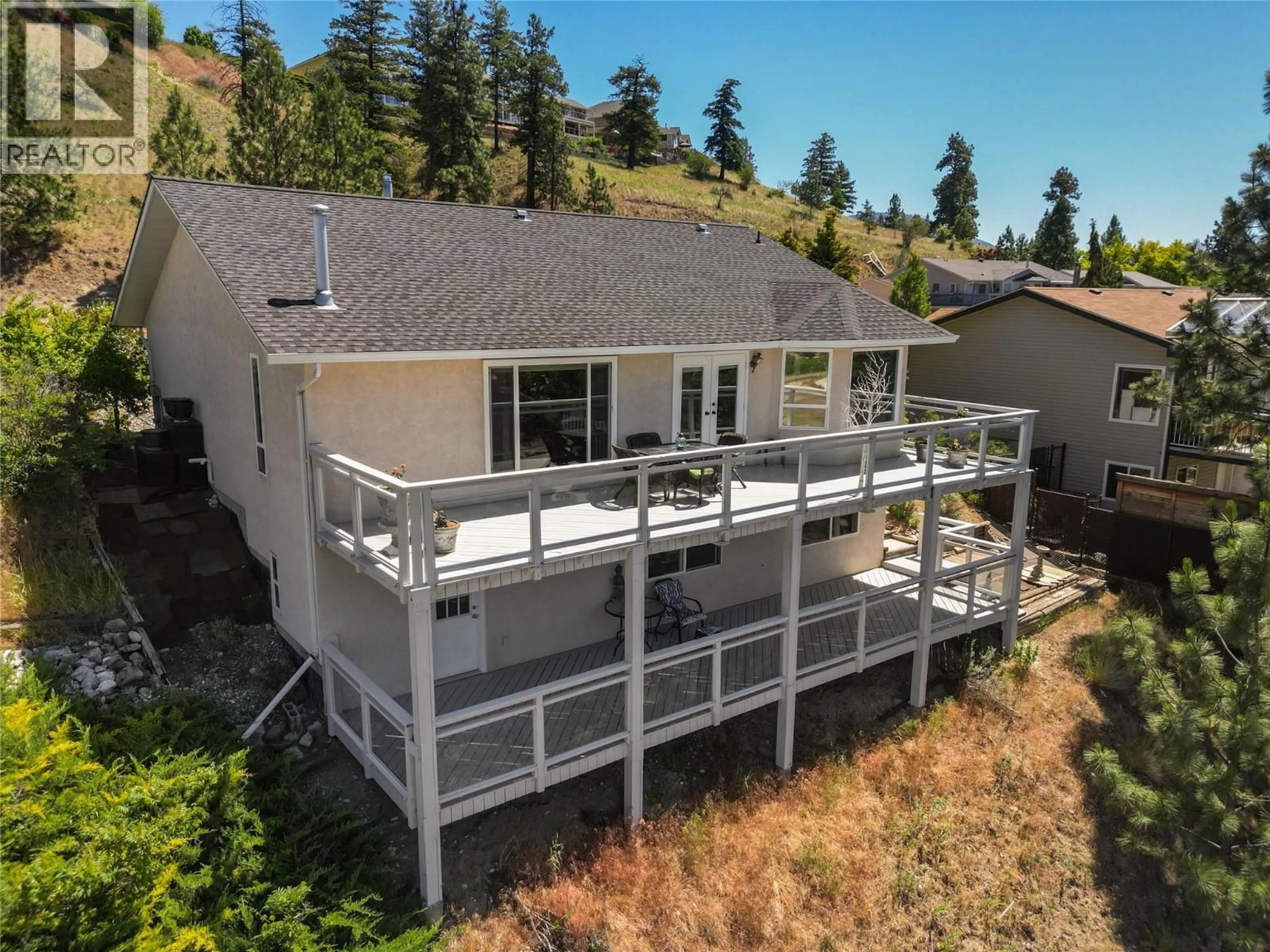 A pic from outside/outdoor area/front of a property/back of a property/a pic from drone, water/lake/river/ocean view for 1214 PEACHCLIFF DRIVE, Okanagan Falls British Columbia V0H1R1