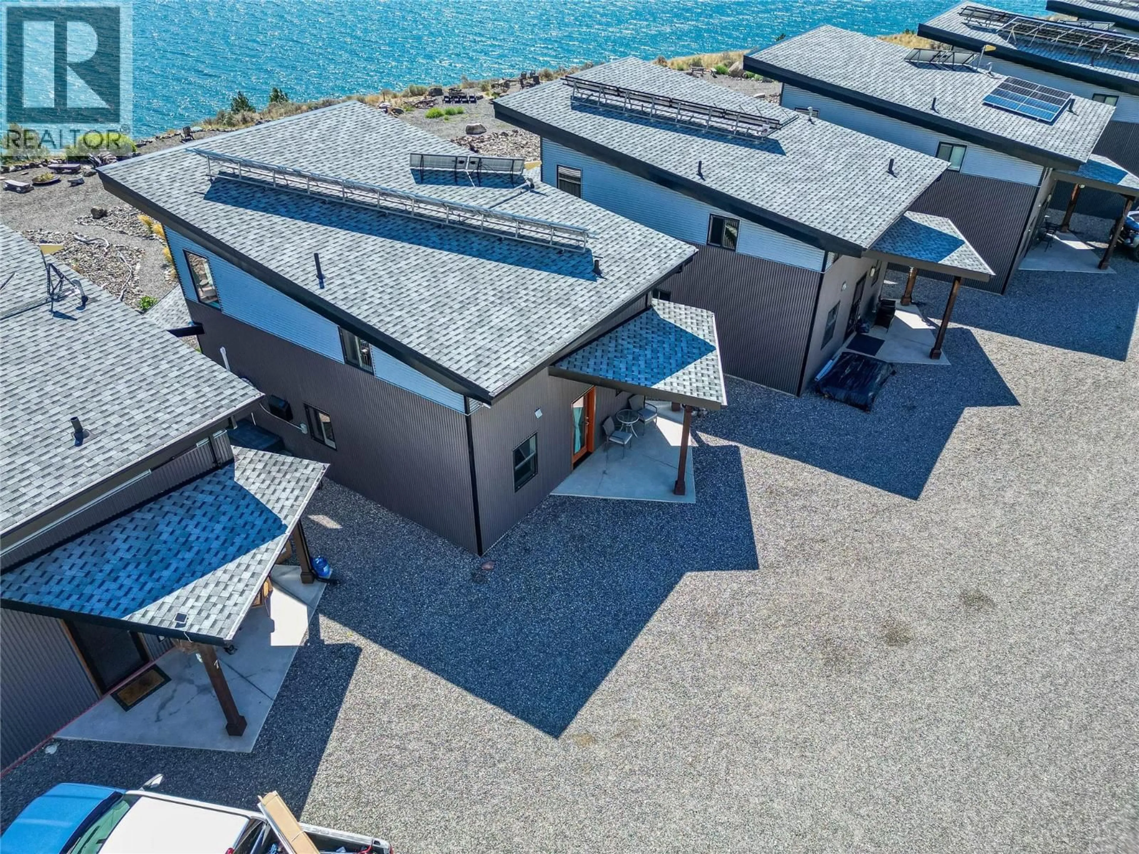 A pic from outside/outdoor area/front of a property/back of a property/a pic from drone, water/lake/river/ocean view for 6 - 3672 SABISTON CREEK ROAD, Kamloops British Columbia V0K2J0