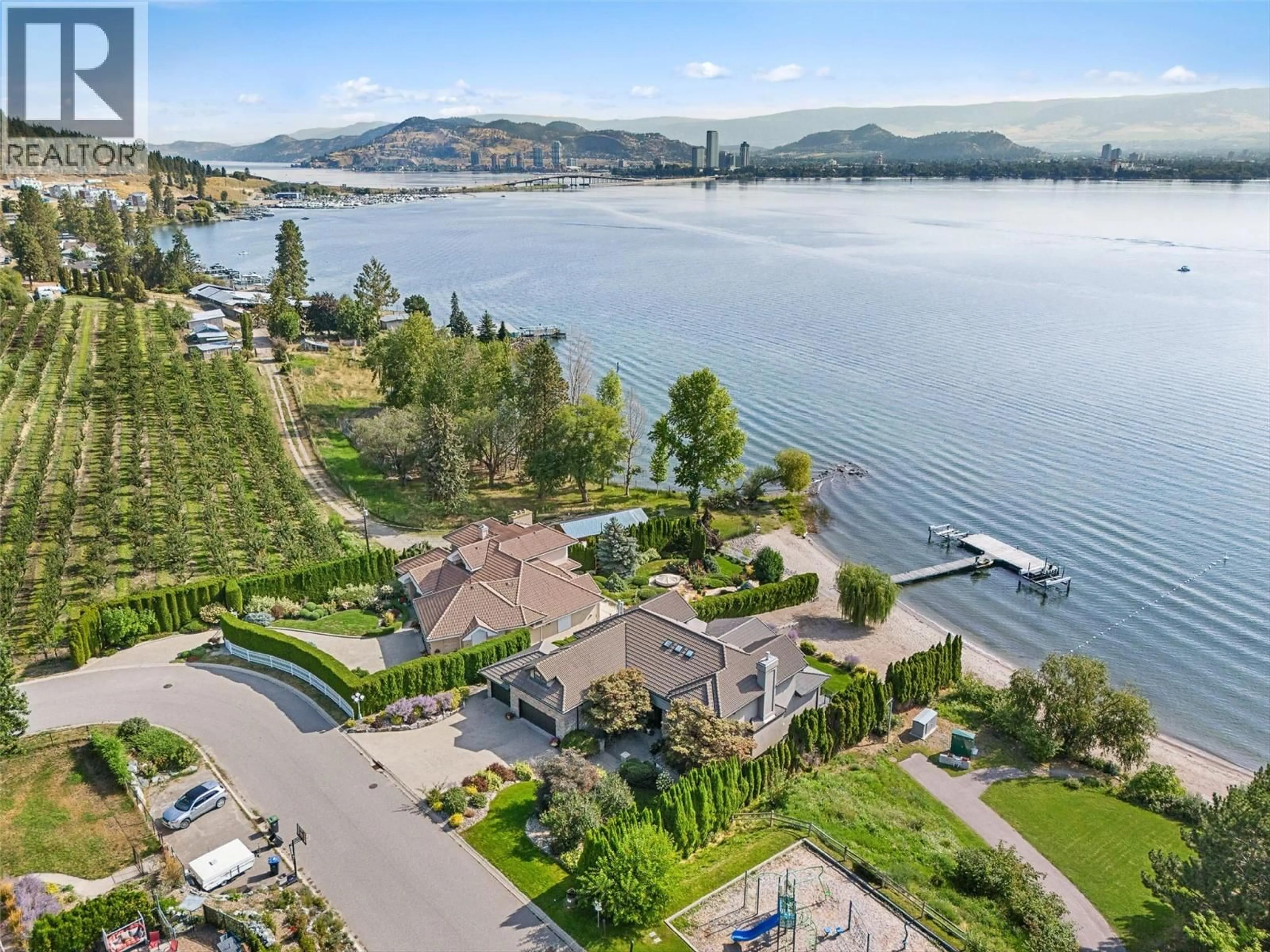 A pic from outside/outdoor area/front of a property/back of a property/a pic from drone, water/lake/river/ocean view for 485 CASA RIO DRIVE, West Kelowna British Columbia V1Z3L6