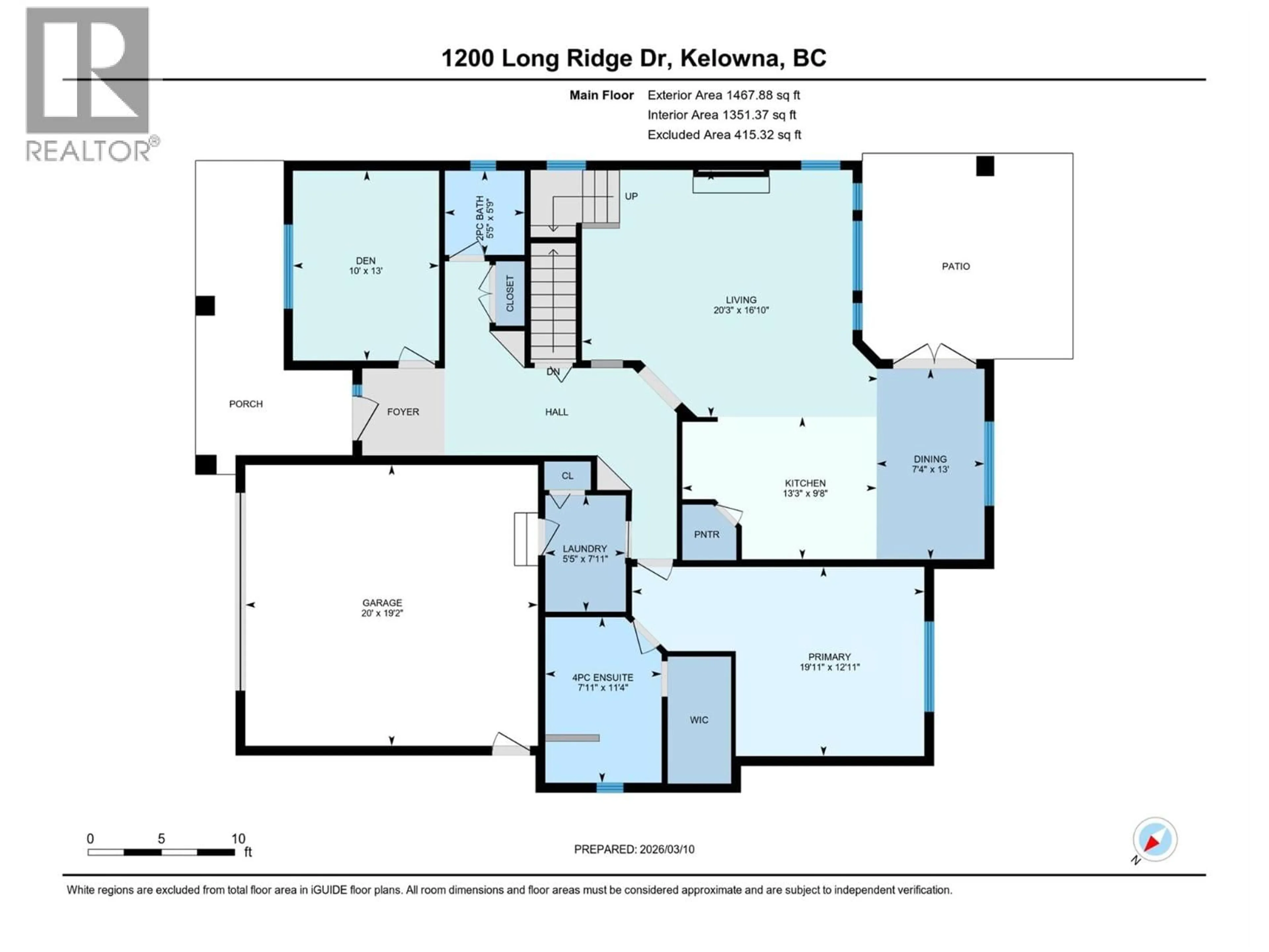 Floor plan for 1200 LONG RIDGE DRIVE, Kelowna British Columbia V1V2W9