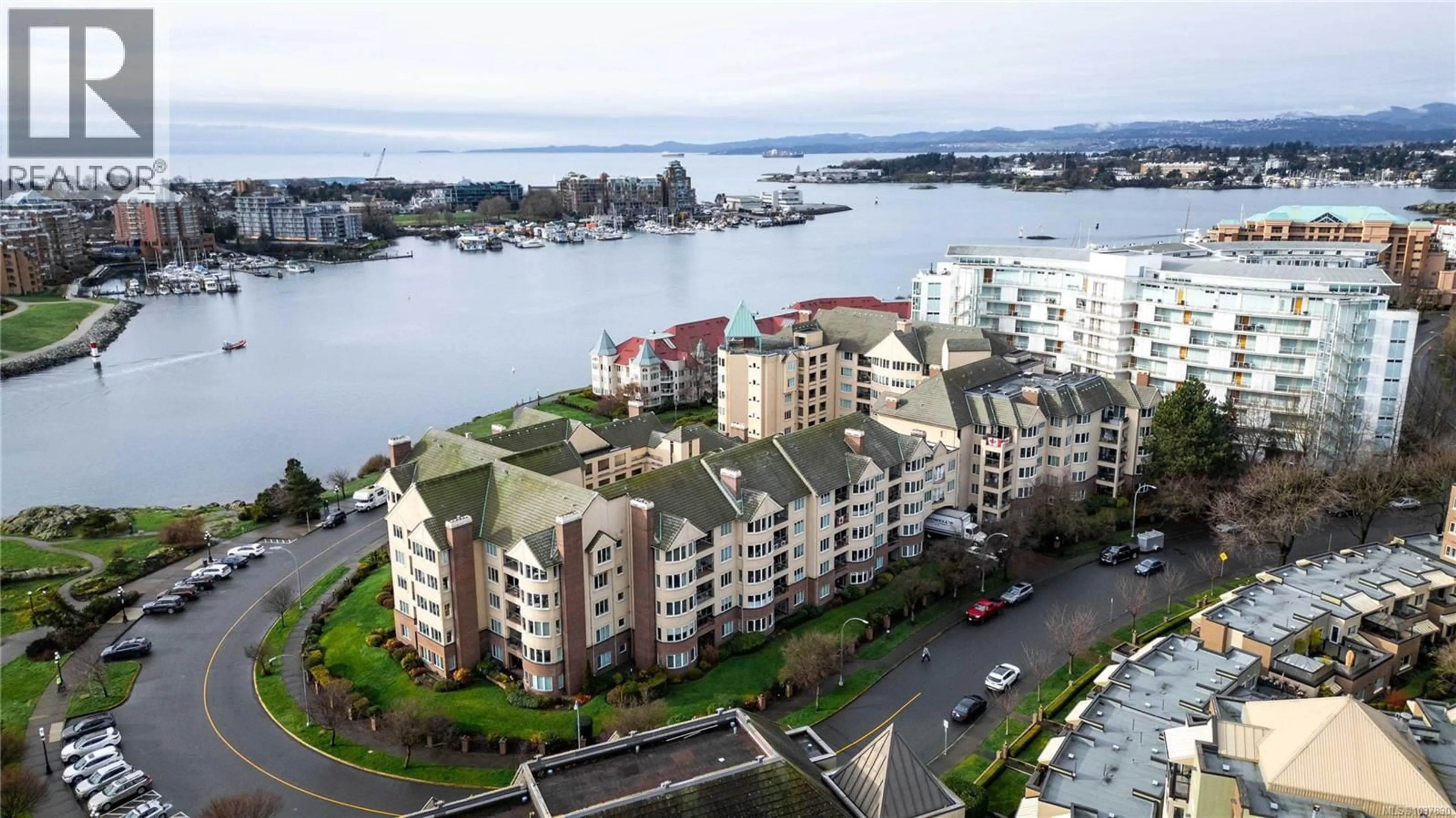 A pic from outside/outdoor area/front of a property/back of a property/a pic from drone, water/lake/river/ocean view for 618 - 50 SONGHEES ROAD, Victoria British Columbia V9A7J4