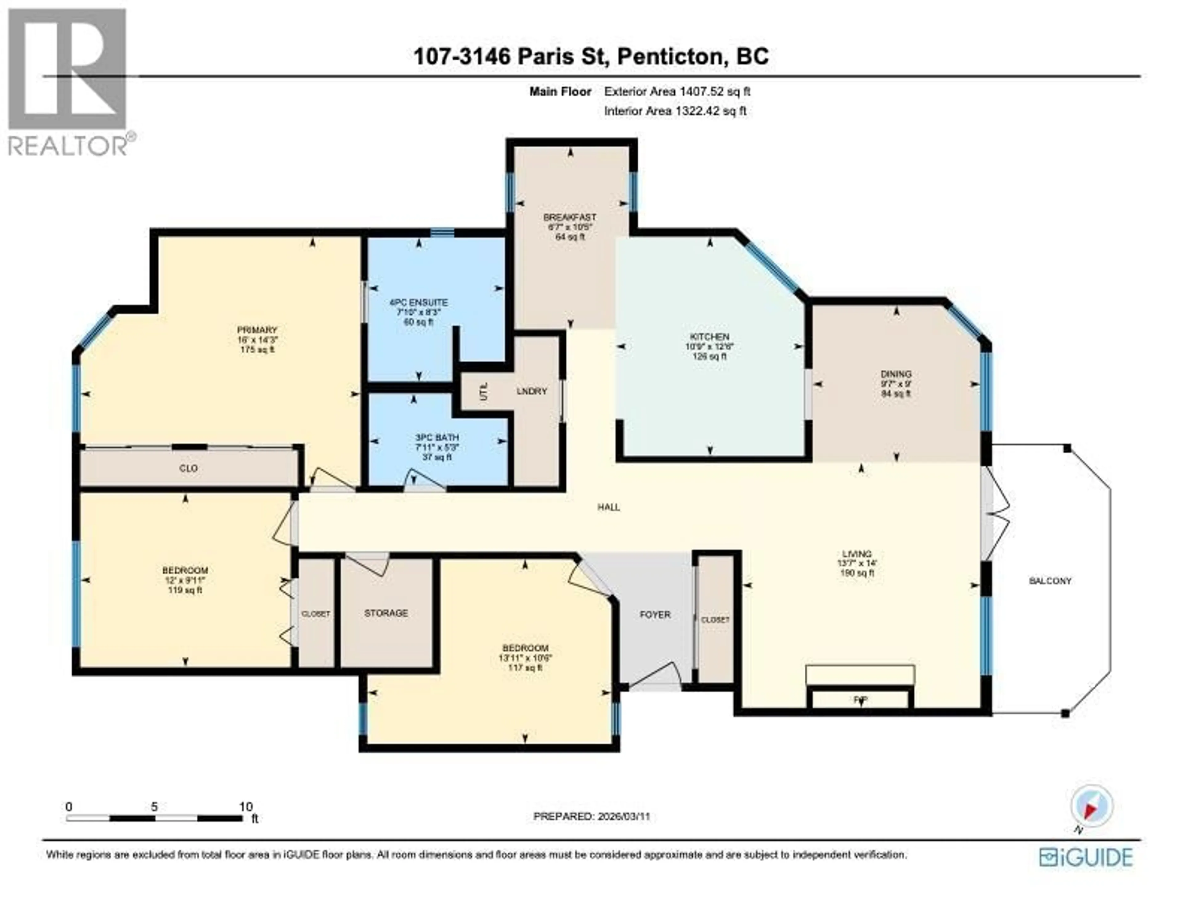 Floor plan for 107 - 3146 PARIS STREET, Penticton British Columbia V2A8K2