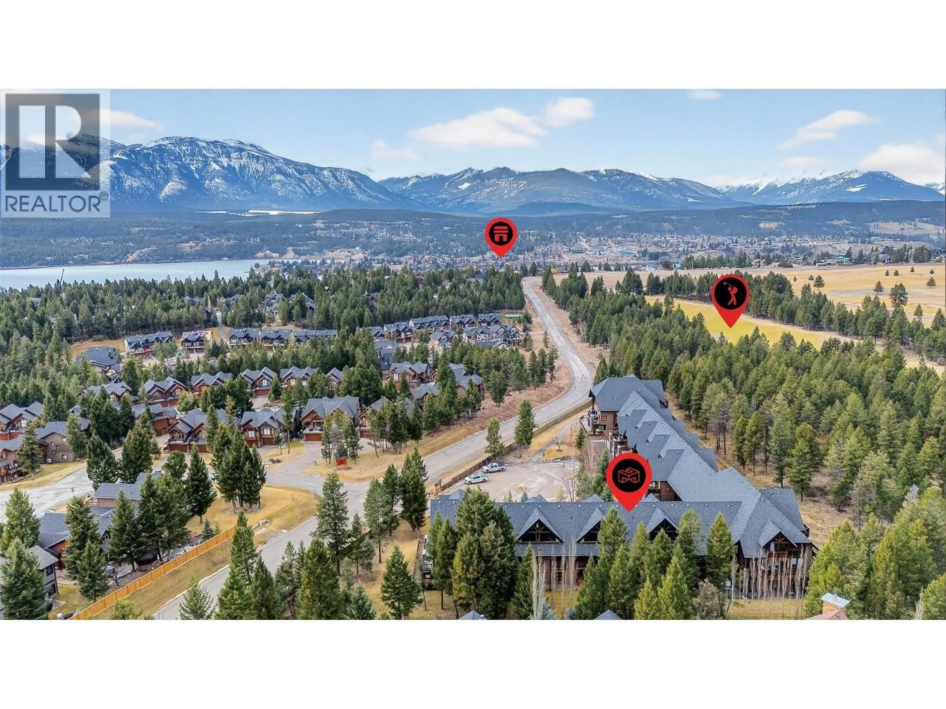 A pic from outside/outdoor area/front of a property/back of a property/a pic from drone, mountain view for 211 - 880 LAKEVIEW DRIVE, Invermere British Columbia V0A1K3