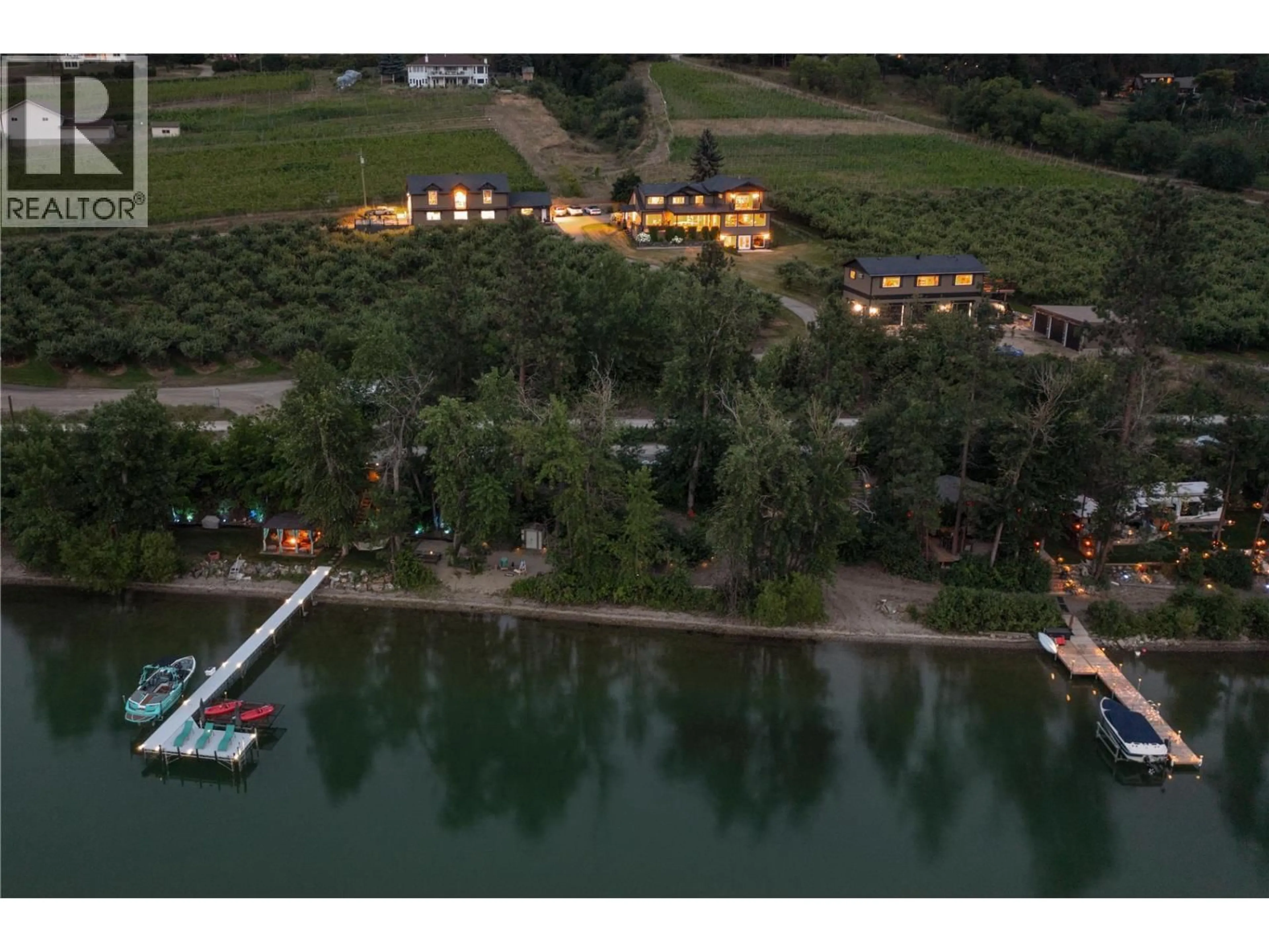 A pic from outside/outdoor area/front of a property/back of a property/a pic from drone, water/lake/river/ocean view for 4511 CRAWFORD ROAD, Lake Country British Columbia V4V2C7