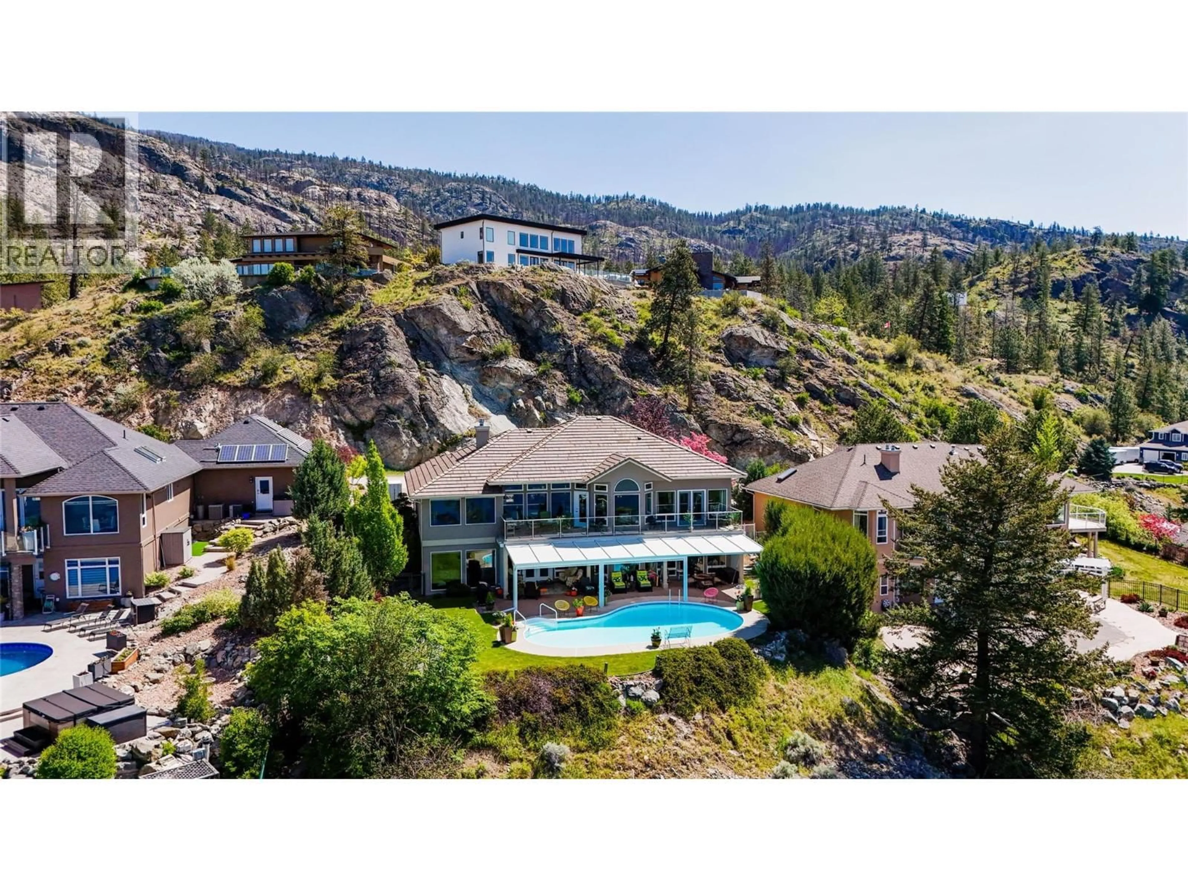 A pic from outside/outdoor area/front of a property/back of a property/a pic from drone, mountain view for 153 APPLE ROAD, Okanagan Falls British Columbia V0H1R3