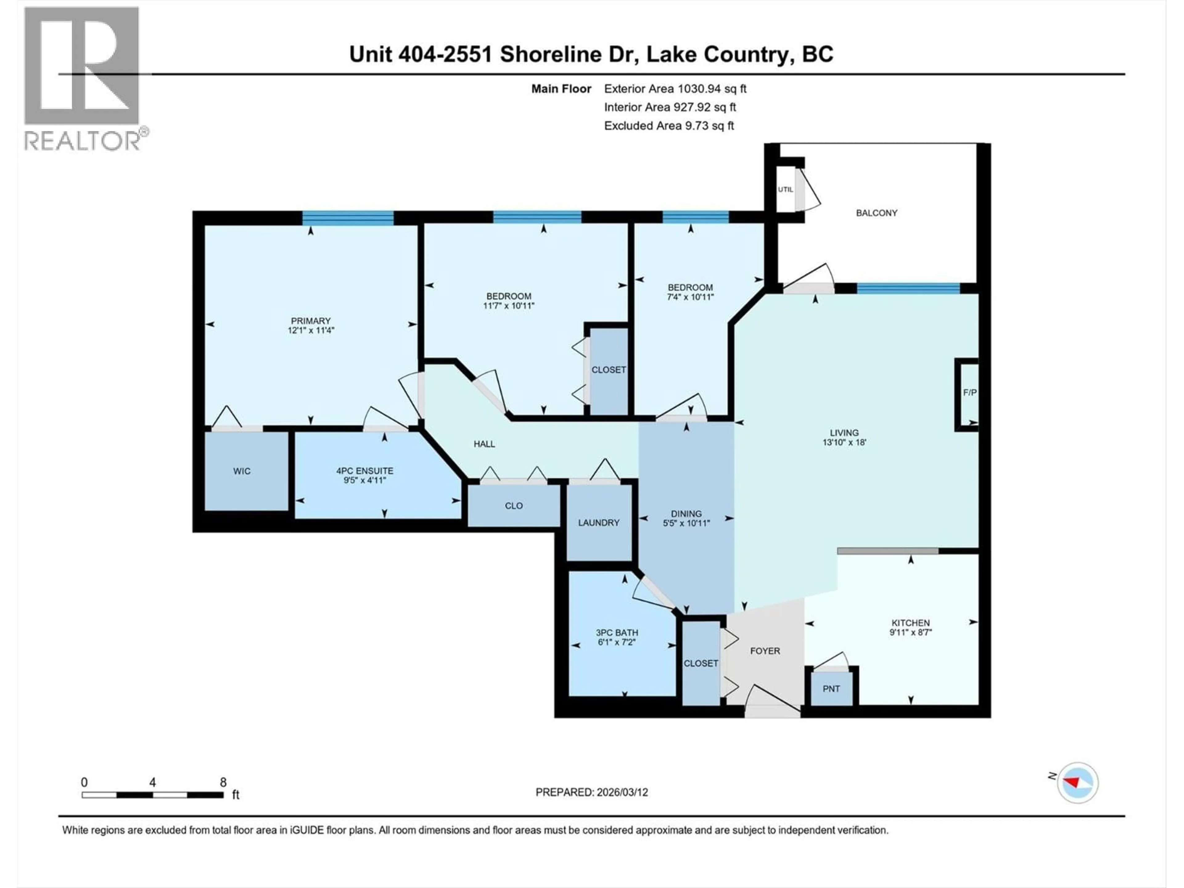 Floor plan for 404 - 2551 SHORELINE DRIVE, Lake Country British Columbia V4V2P2
