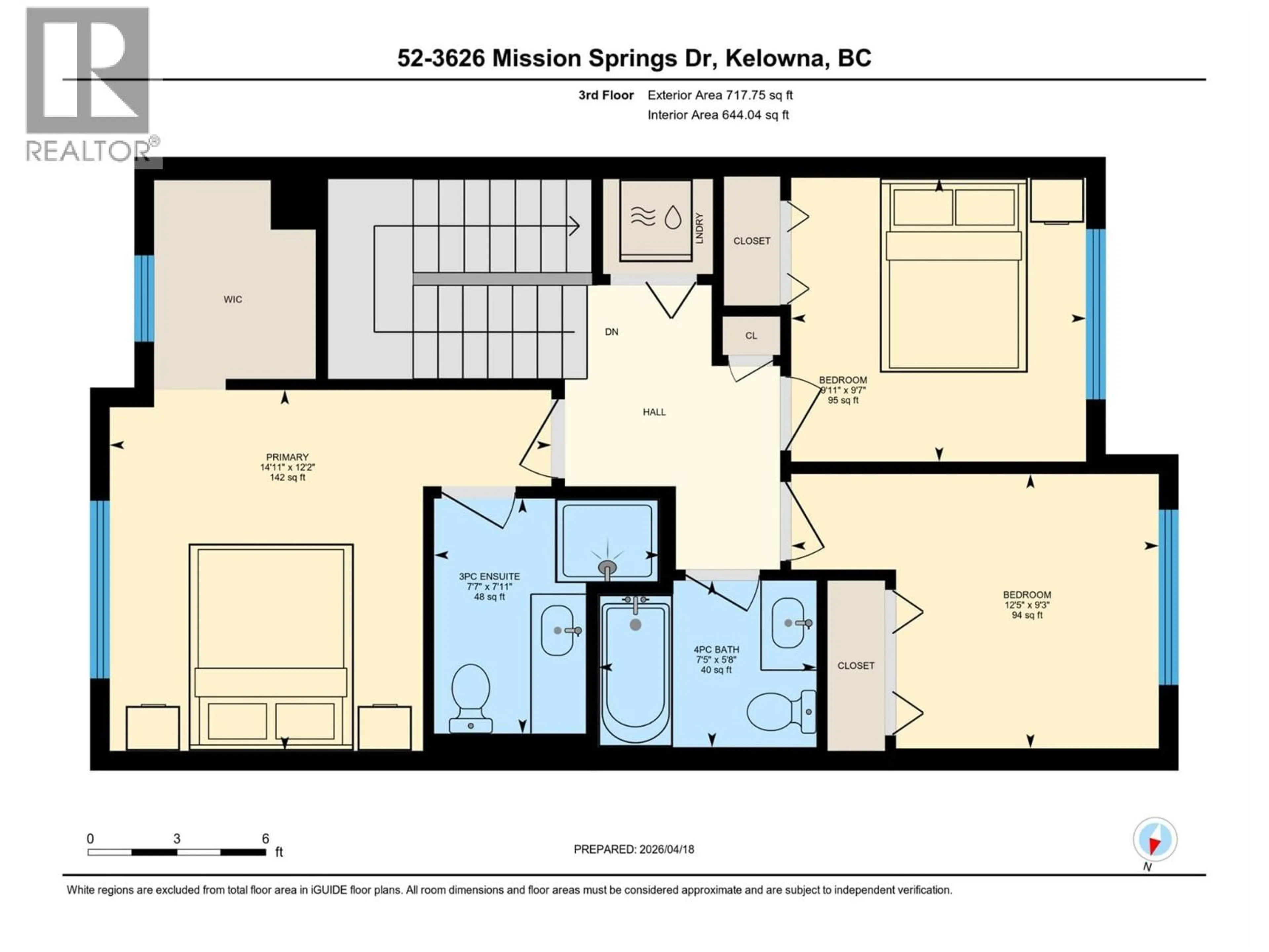Floor plan for 52 - 3626 MISSION SPRINGS DRIVE, Kelowna British Columbia V1W5L1