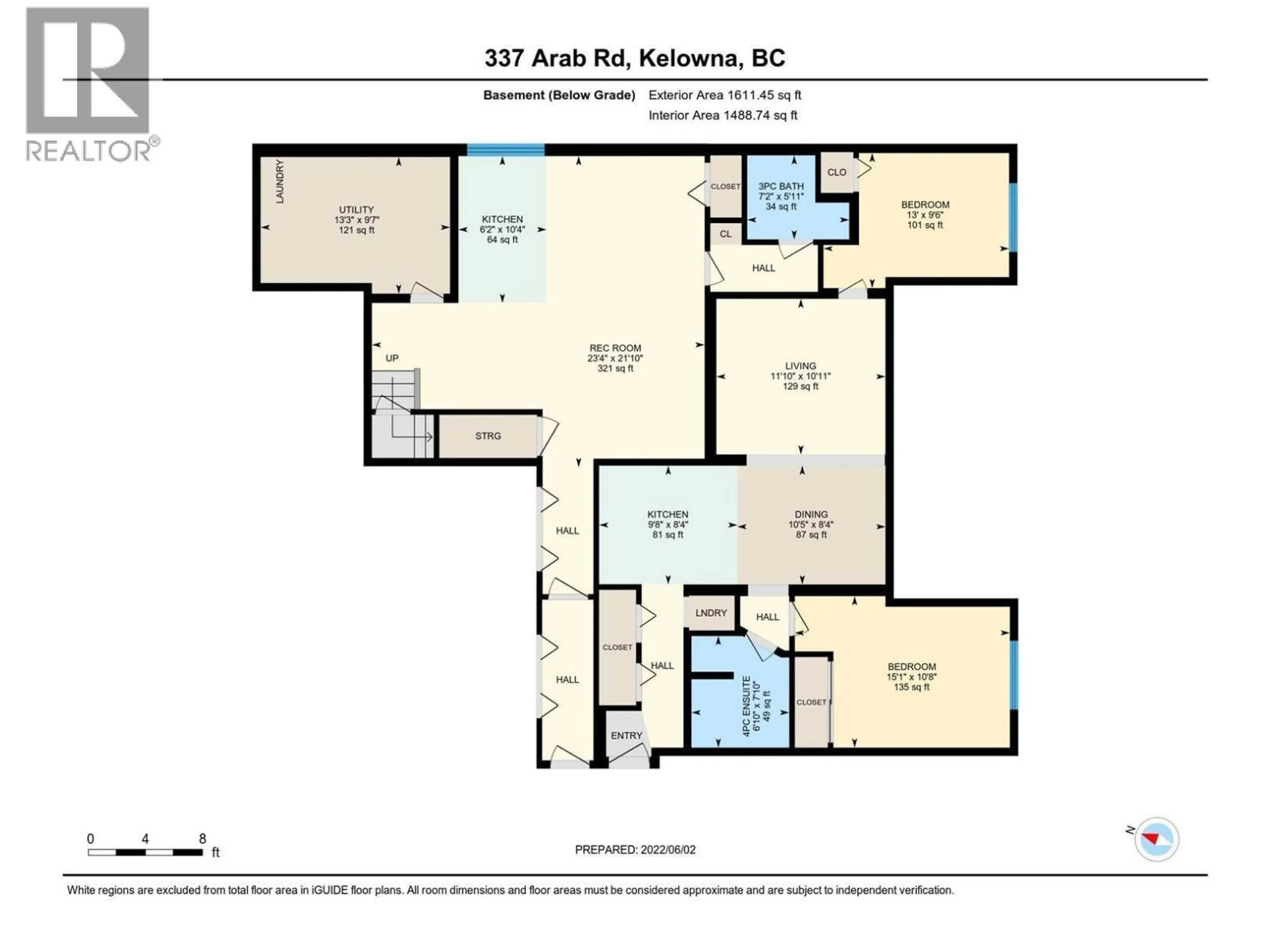 Floor plan for 337 ARAB ROAD, Kelowna British Columbia V1V3A8