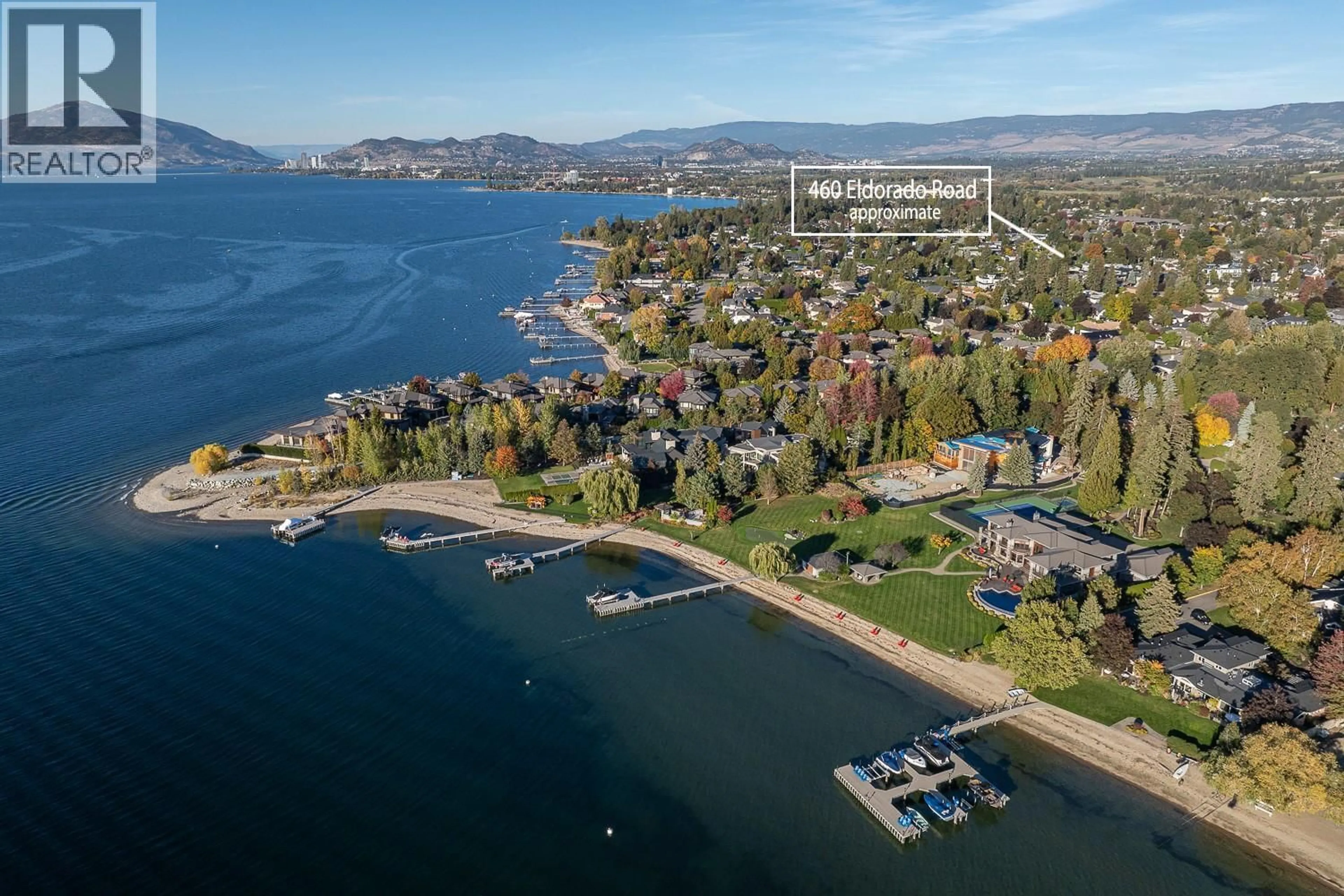 A pic from outside/outdoor area/front of a property/back of a property/a pic from drone, water/lake/river/ocean view for 460 ELDORADO ROAD, Kelowna British Columbia V1W1G8