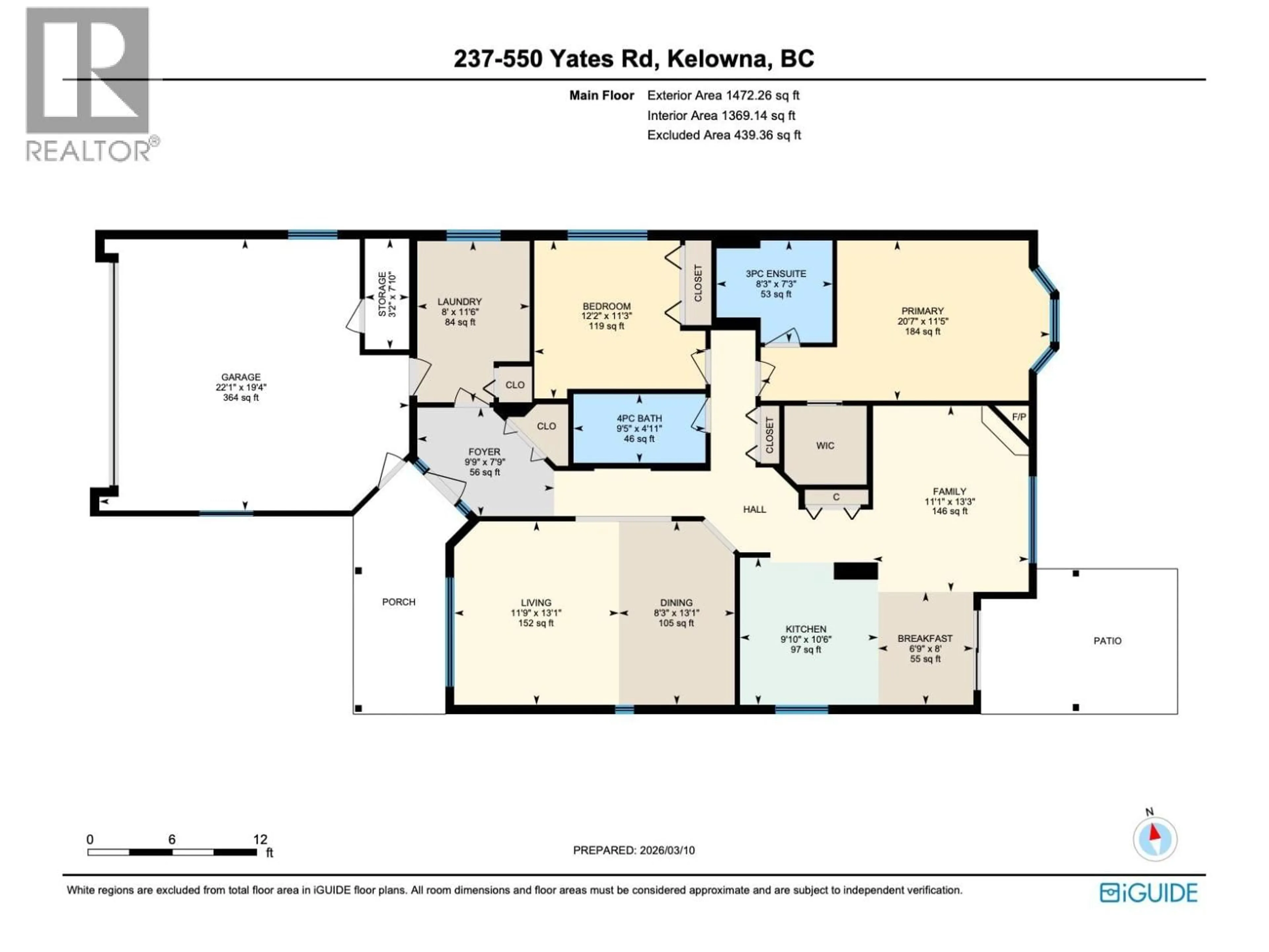Floor plan for 237 - 550 YATES ROAD, Kelowna British Columbia V1V1Z4