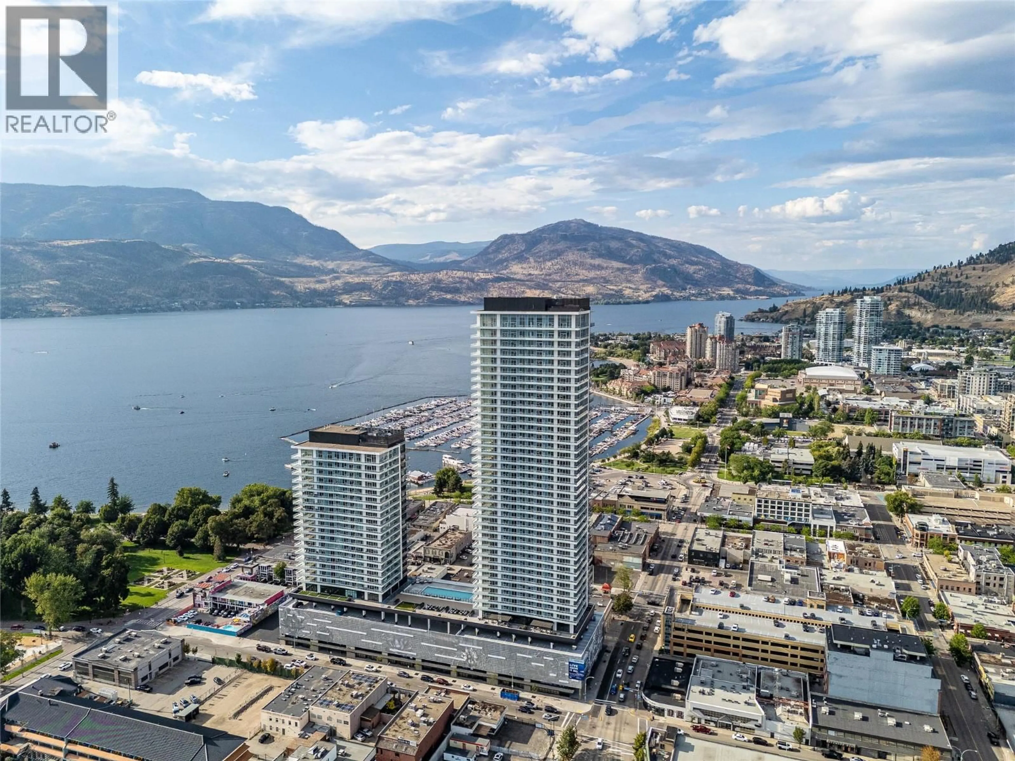 A pic from outside/outdoor area/front of a property/back of a property/a pic from drone, city buildings view from balcony for 1904 - 238 LEON AVENUE, Kelowna British Columbia V1Y0N6