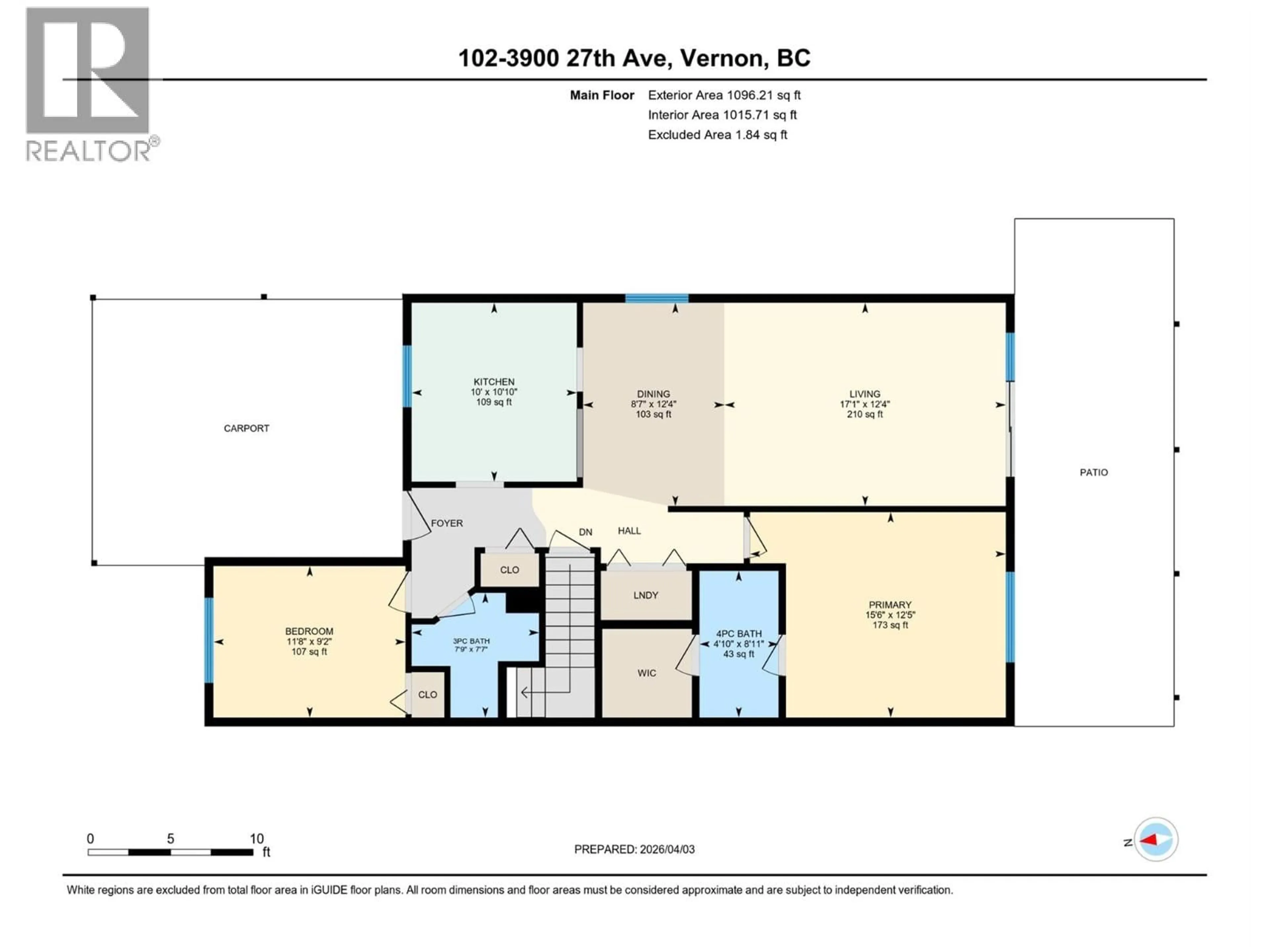Floor plan for 102 - 3900 27 AVENUE, Vernon British Columbia V1T9E6