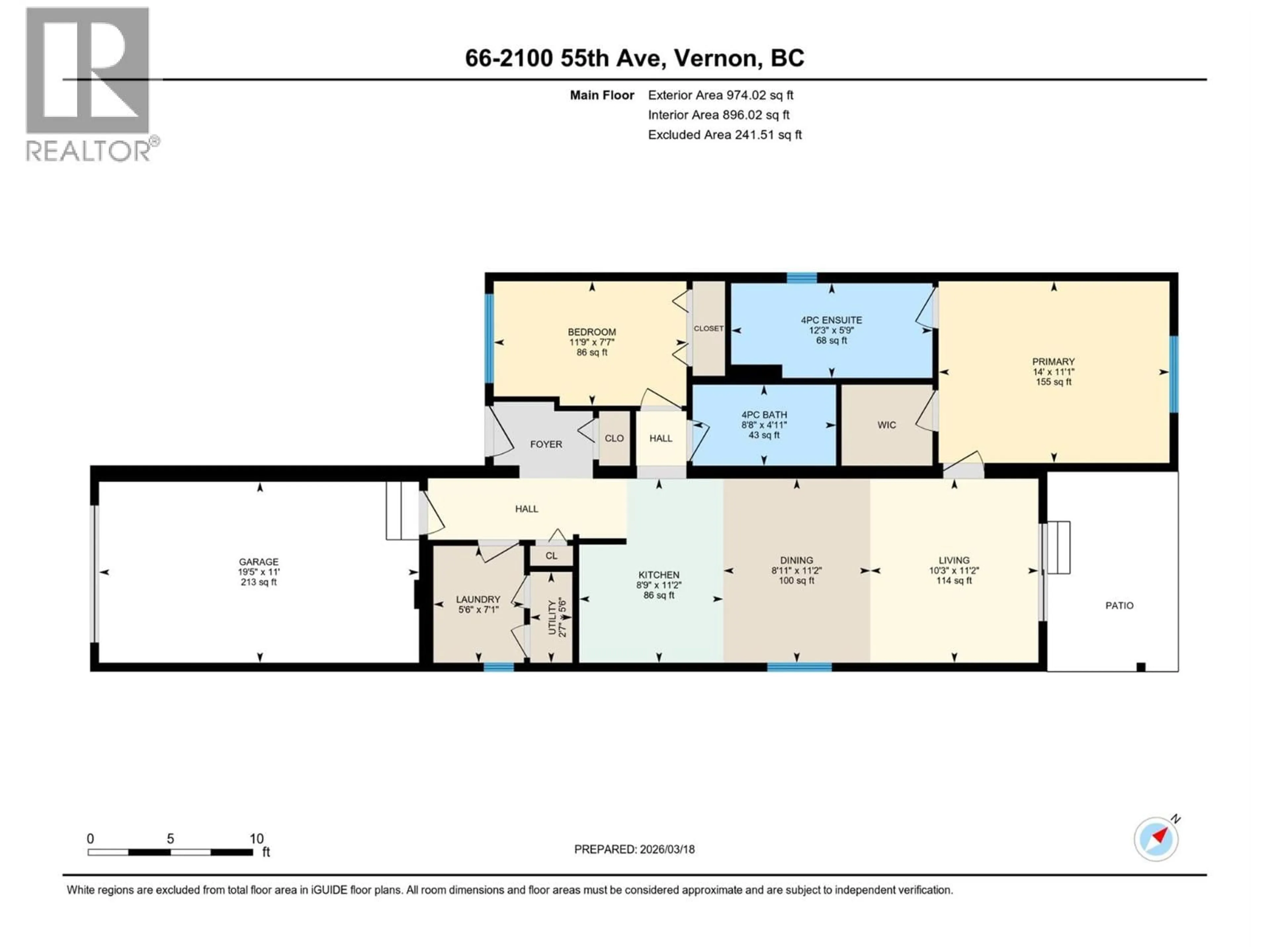 Floor plan for 66 - 2100 55 AVENUE, Vernon British Columbia V1T9Y6