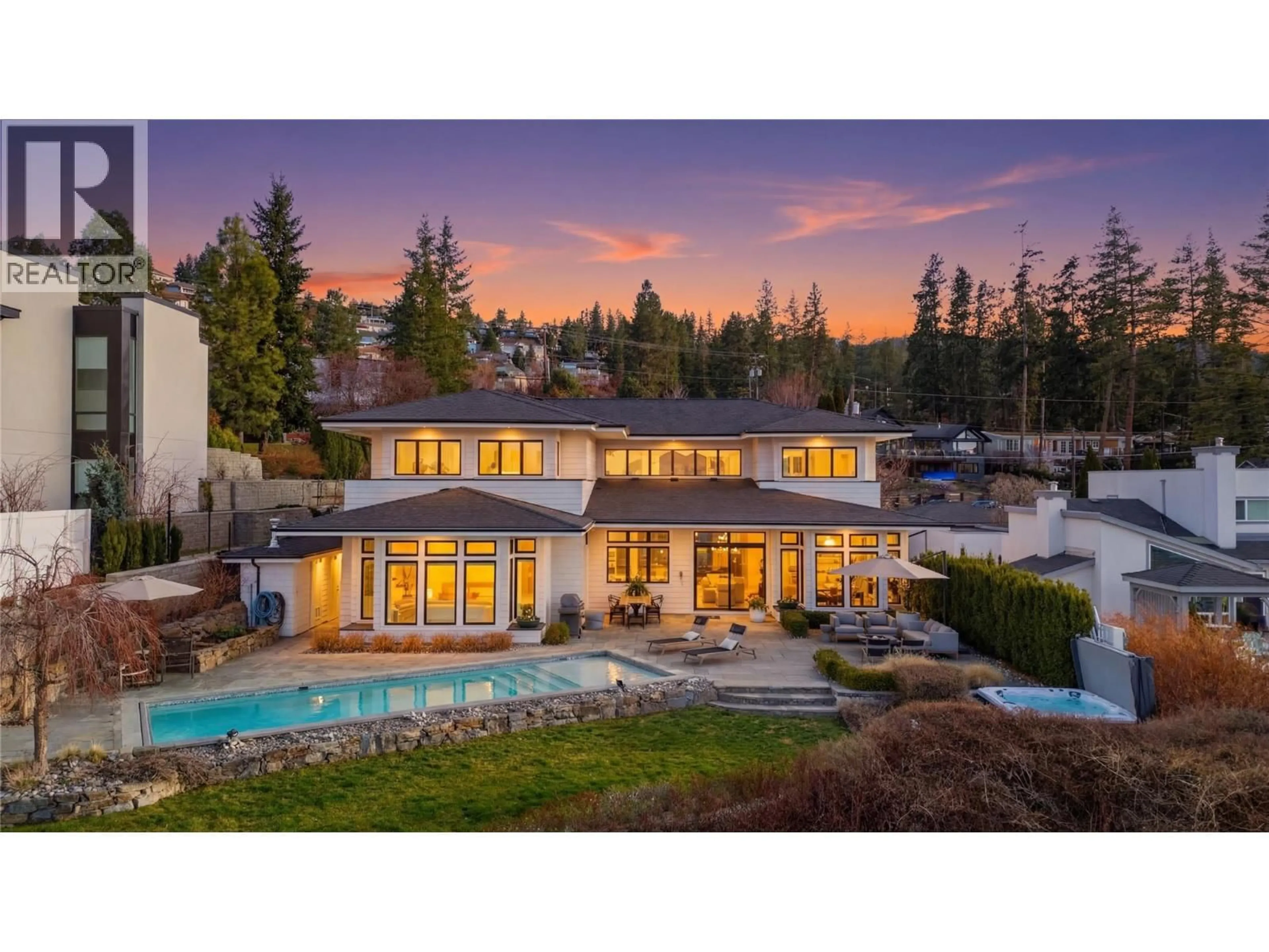 A pic from outside/outdoor area/front of a property/back of a property/a pic from drone, mountain view for 347 BRAELOCH ROAD NORTH, Kelowna British Columbia V1W4J2
