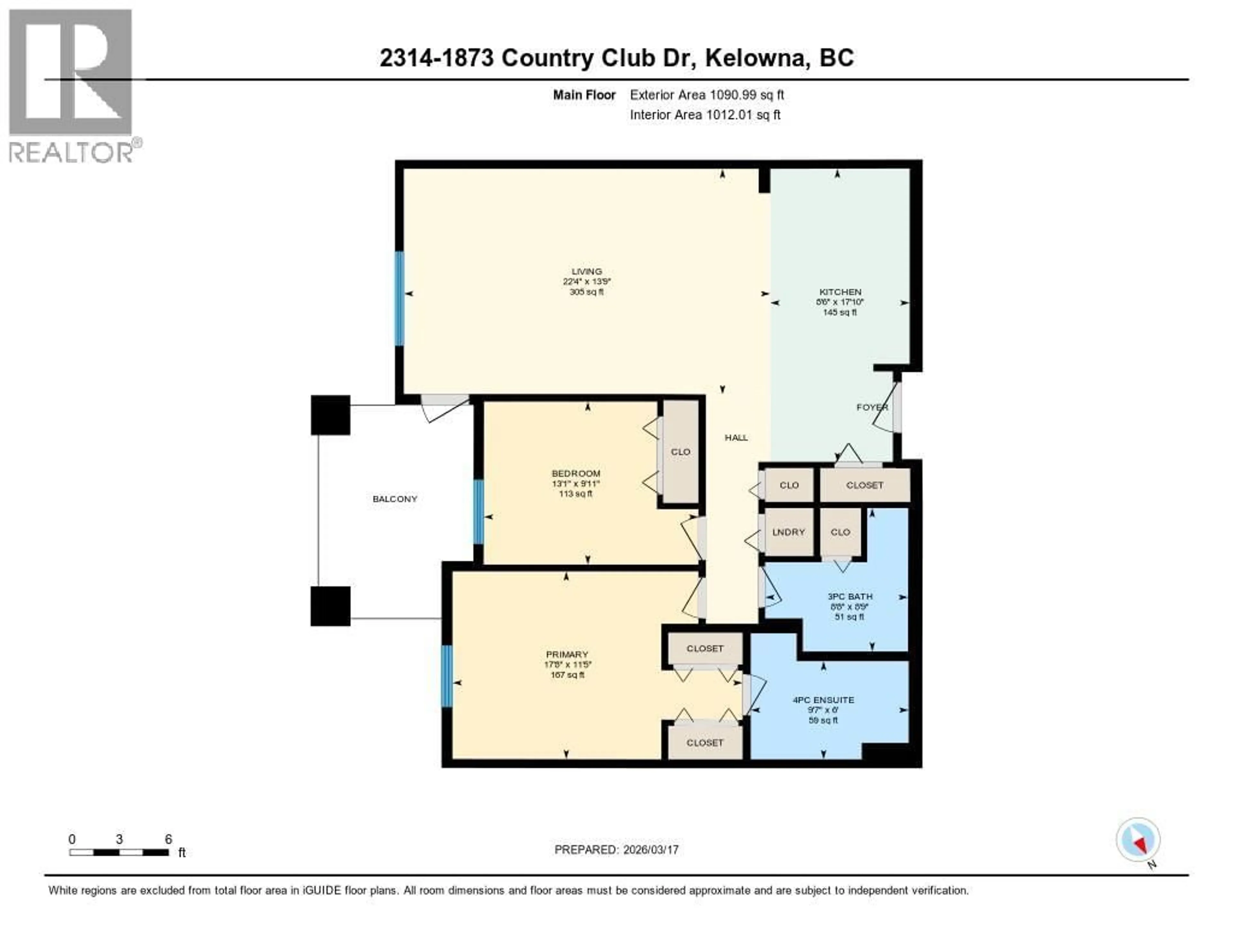 Floor plan for 2314 - 1873 COUNTRY CLUB DRIVE, Kelowna British Columbia V1V2W6