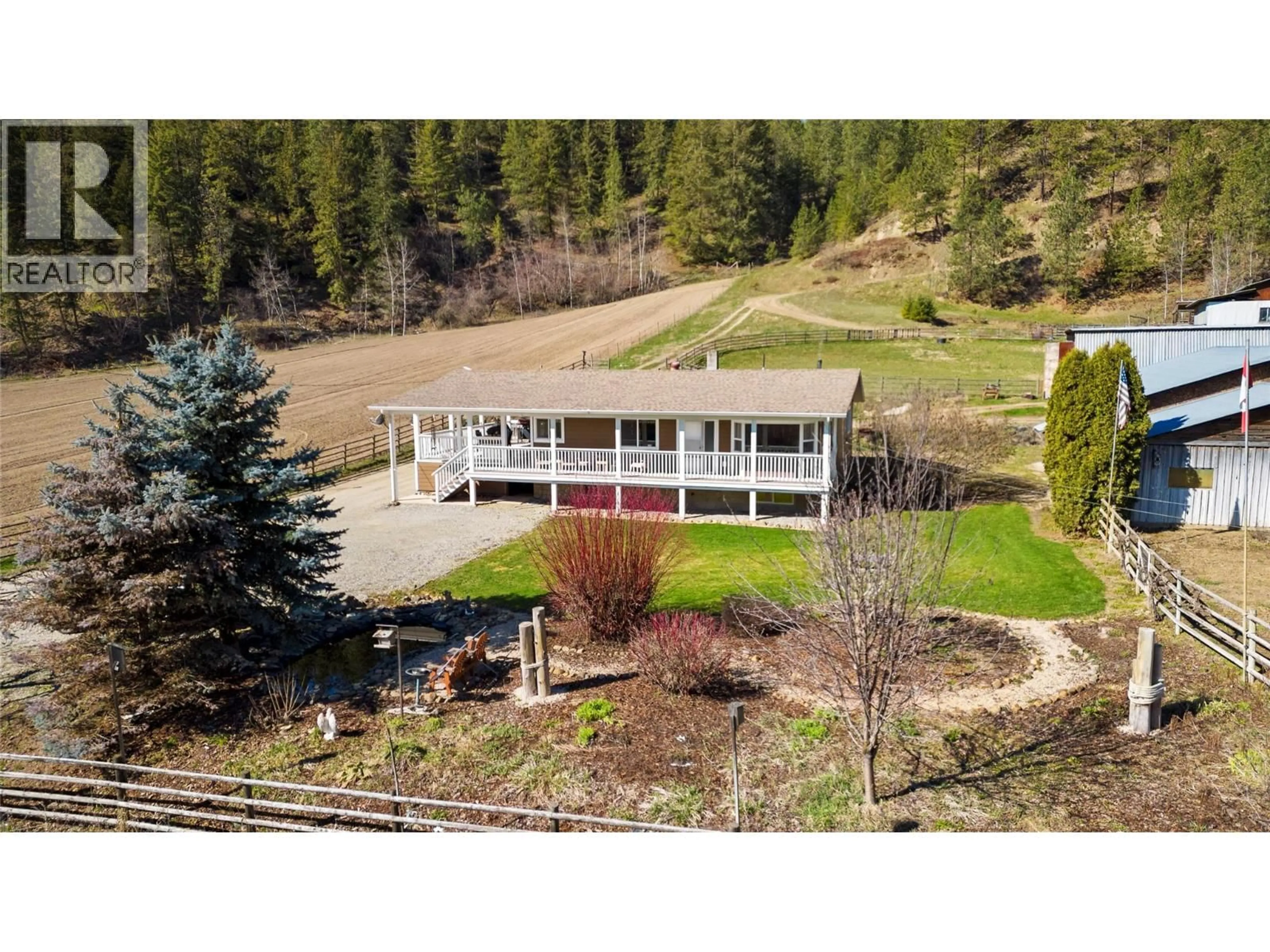 A pic from outside/outdoor area/front of a property/back of a property/a pic from drone, mountain view for 2720 SALMON RIVER ROAD, Salmon Arm British Columbia V1E3H8