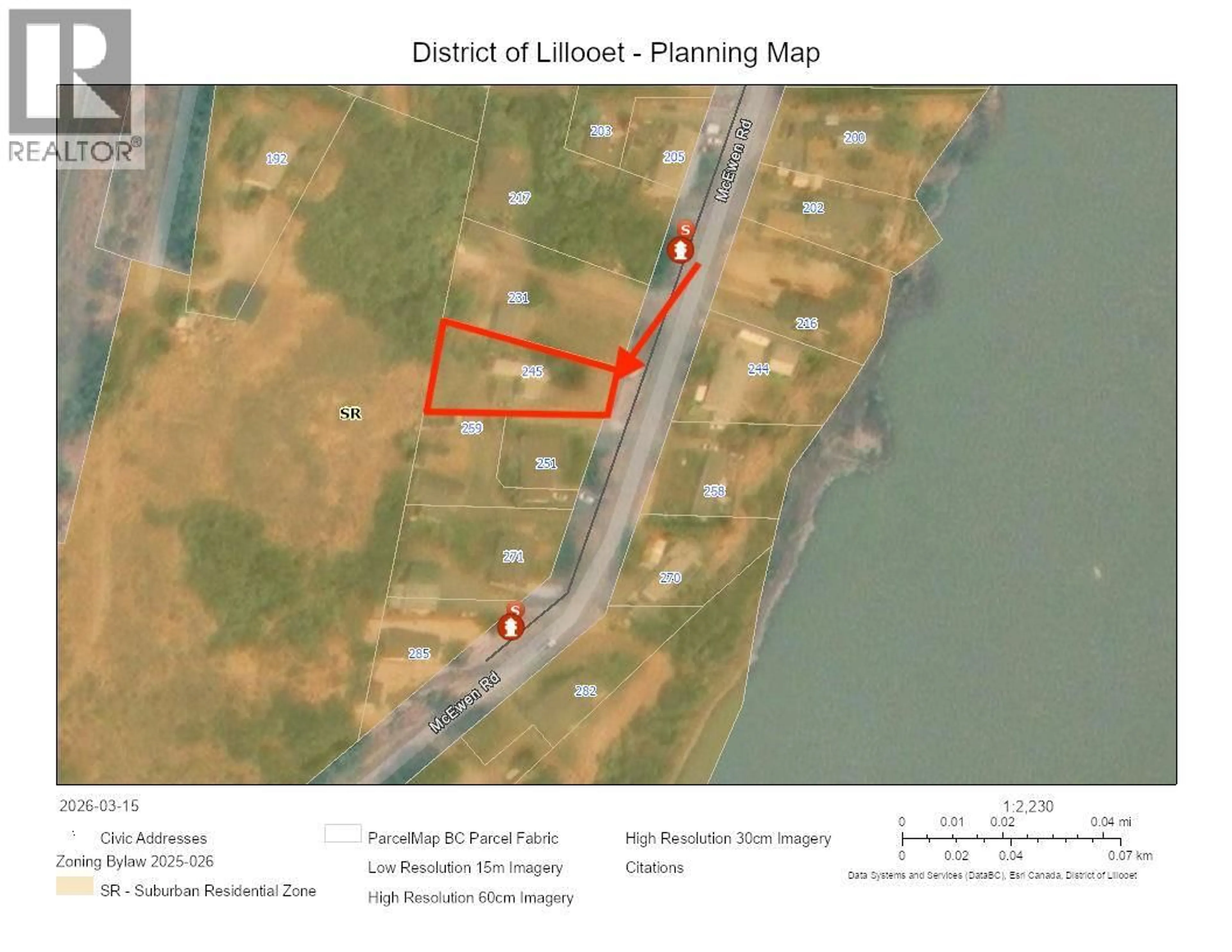 Picture of a map for 245 MCEWEN ROAD, Lillooet British Columbia V0K1V0