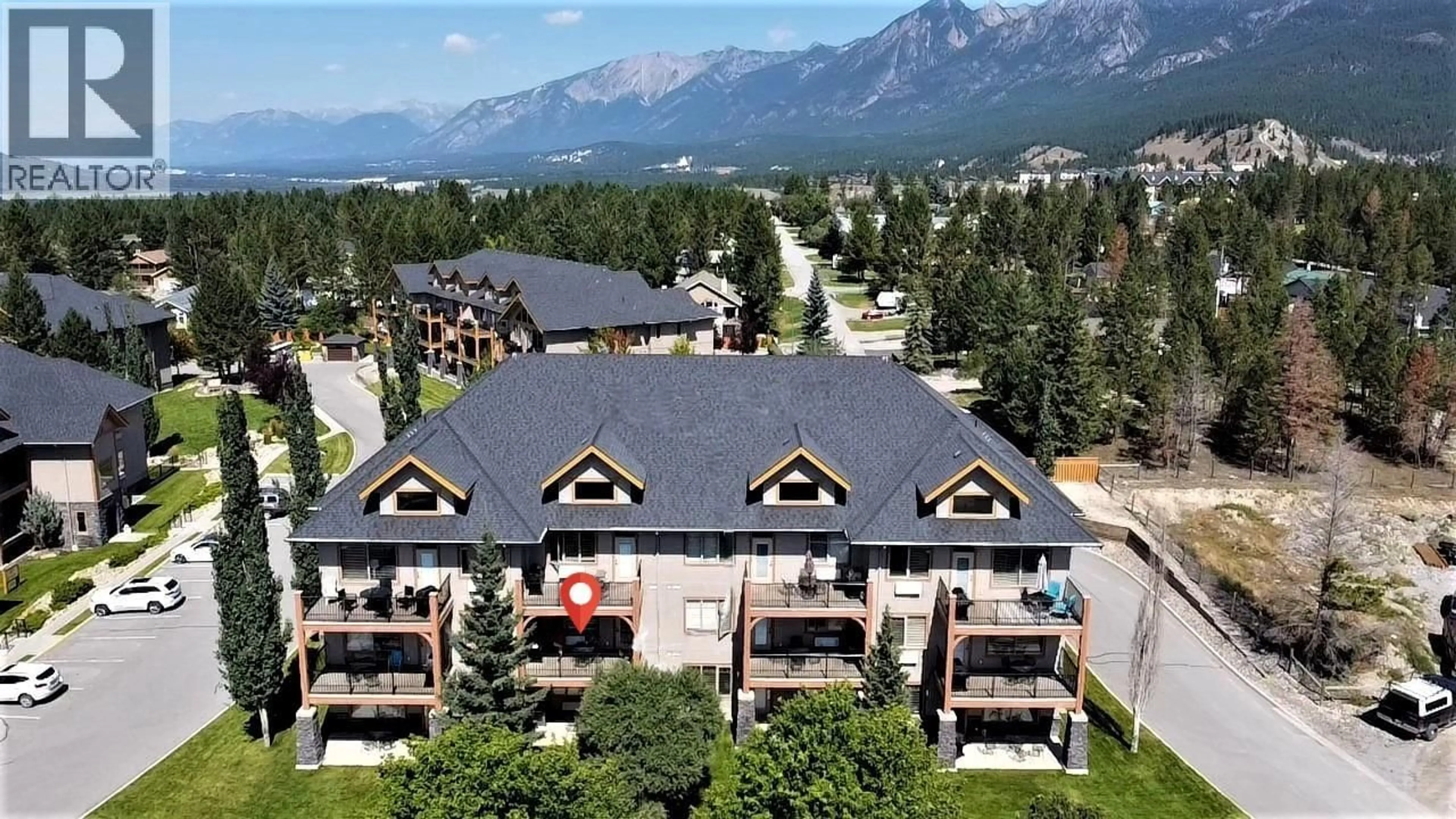A pic from outside/outdoor area/front of a property/back of a property/a pic from drone, mountain view for 523 D - 500 BIGHORN BOULEVARD, Radium Hot Springs British Columbia V0A1M0