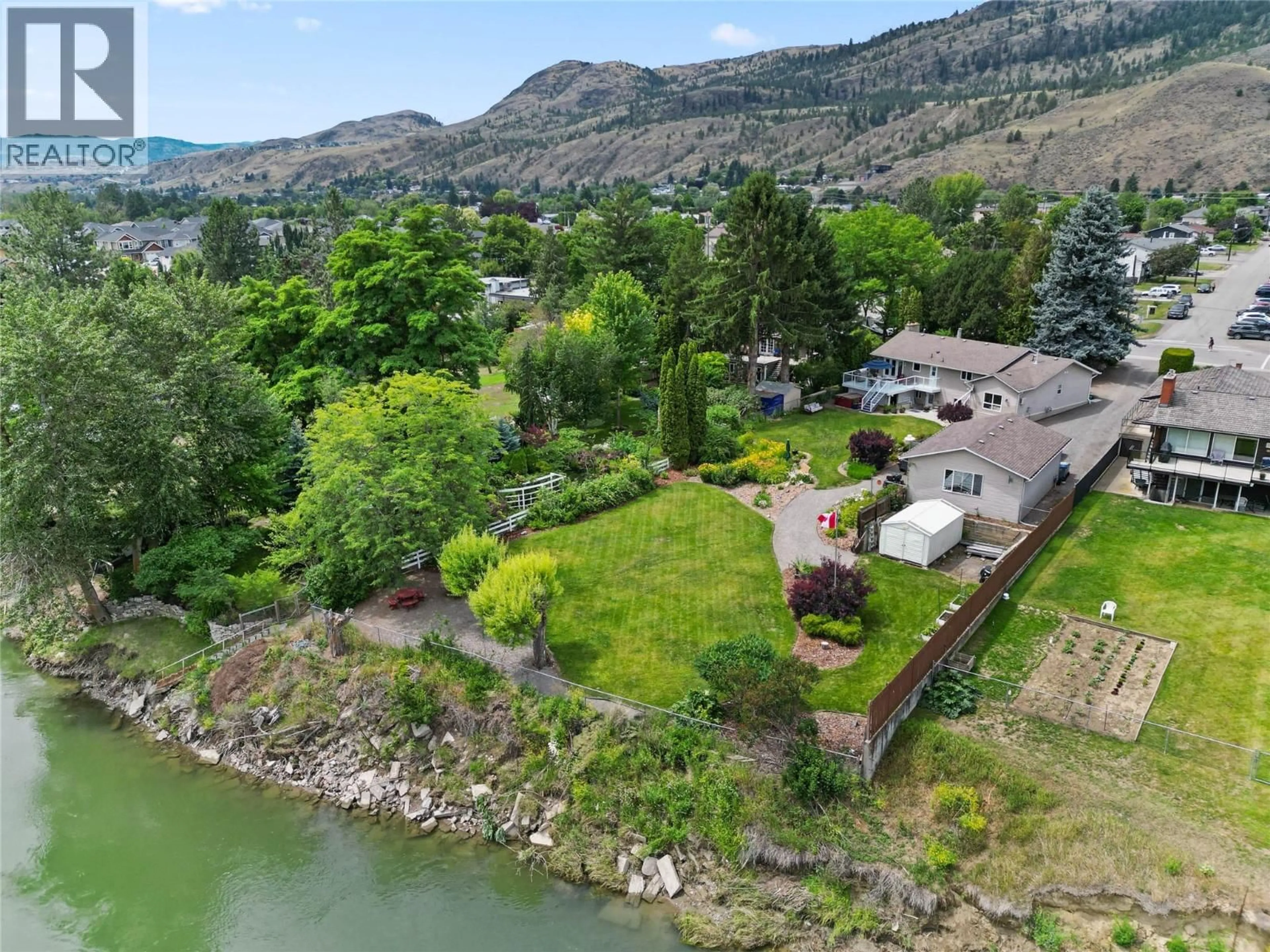 A pic from outside/outdoor area/front of a property/back of a property/a pic from drone, water/lake/river/ocean view for 2875 BANK ROAD, Kamloops British Columbia V2B6V5