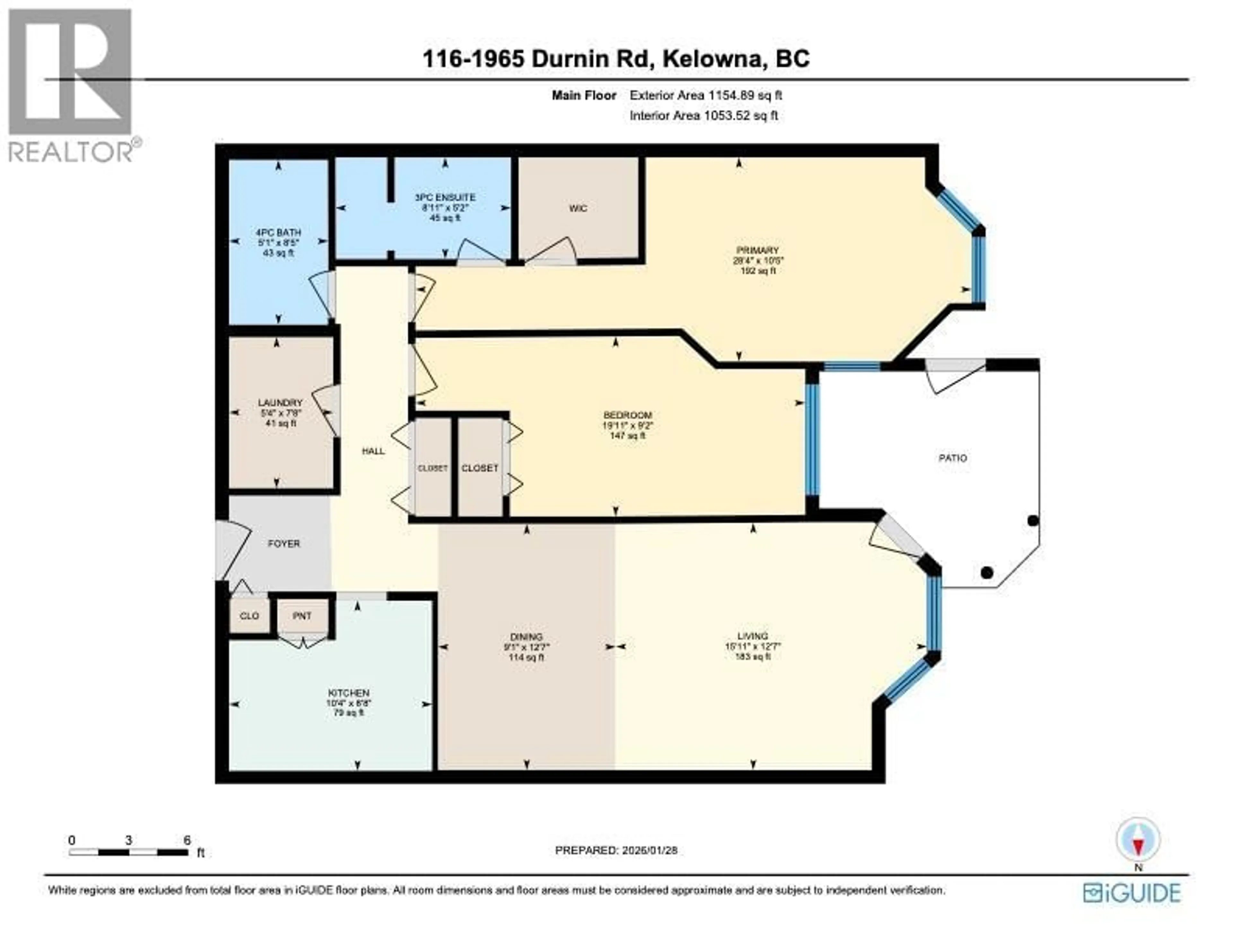 Floor plan for 116 - 1965 DURNIN ROAD, Kelowna British Columbia V1X7K6