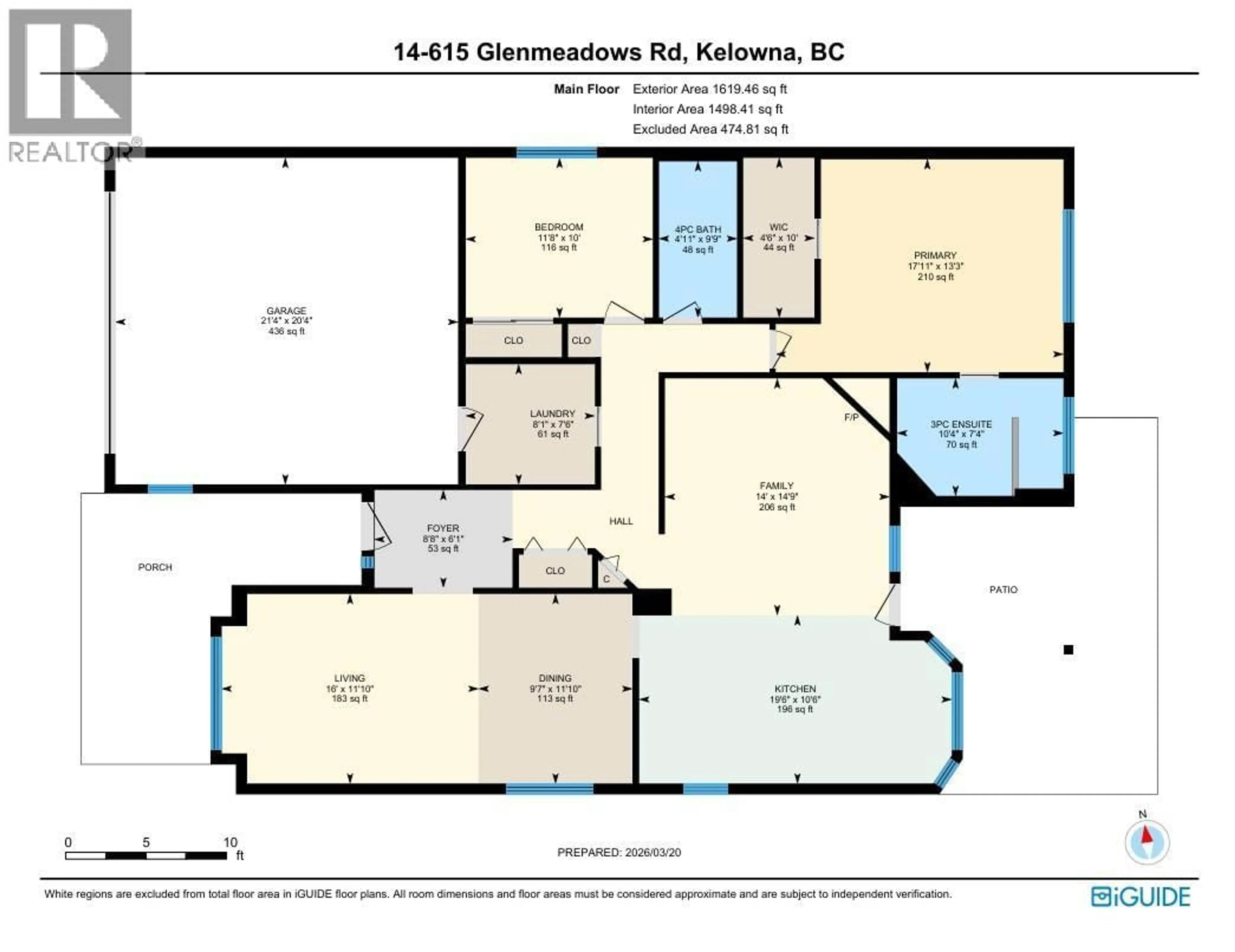 Floor plan for 14 - 615 GLENMEADOWS ROAD, Kelowna British Columbia V1V1N9