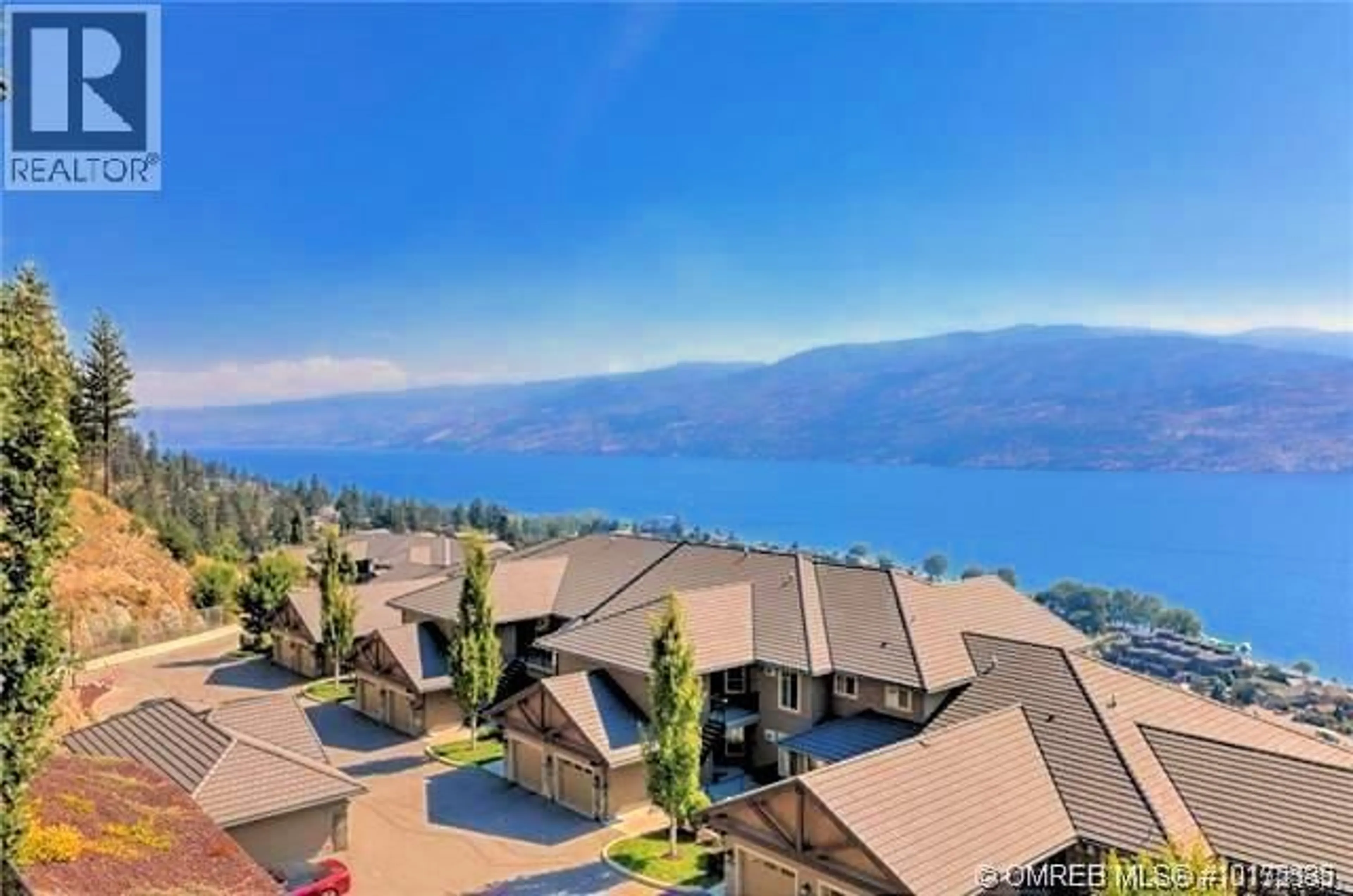 A pic from outside/outdoor area/front of a property/back of a property/a pic from drone, mountain view for 109 - 4350 PONDEROSA DRIVE, Peachland British Columbia V0H1X5