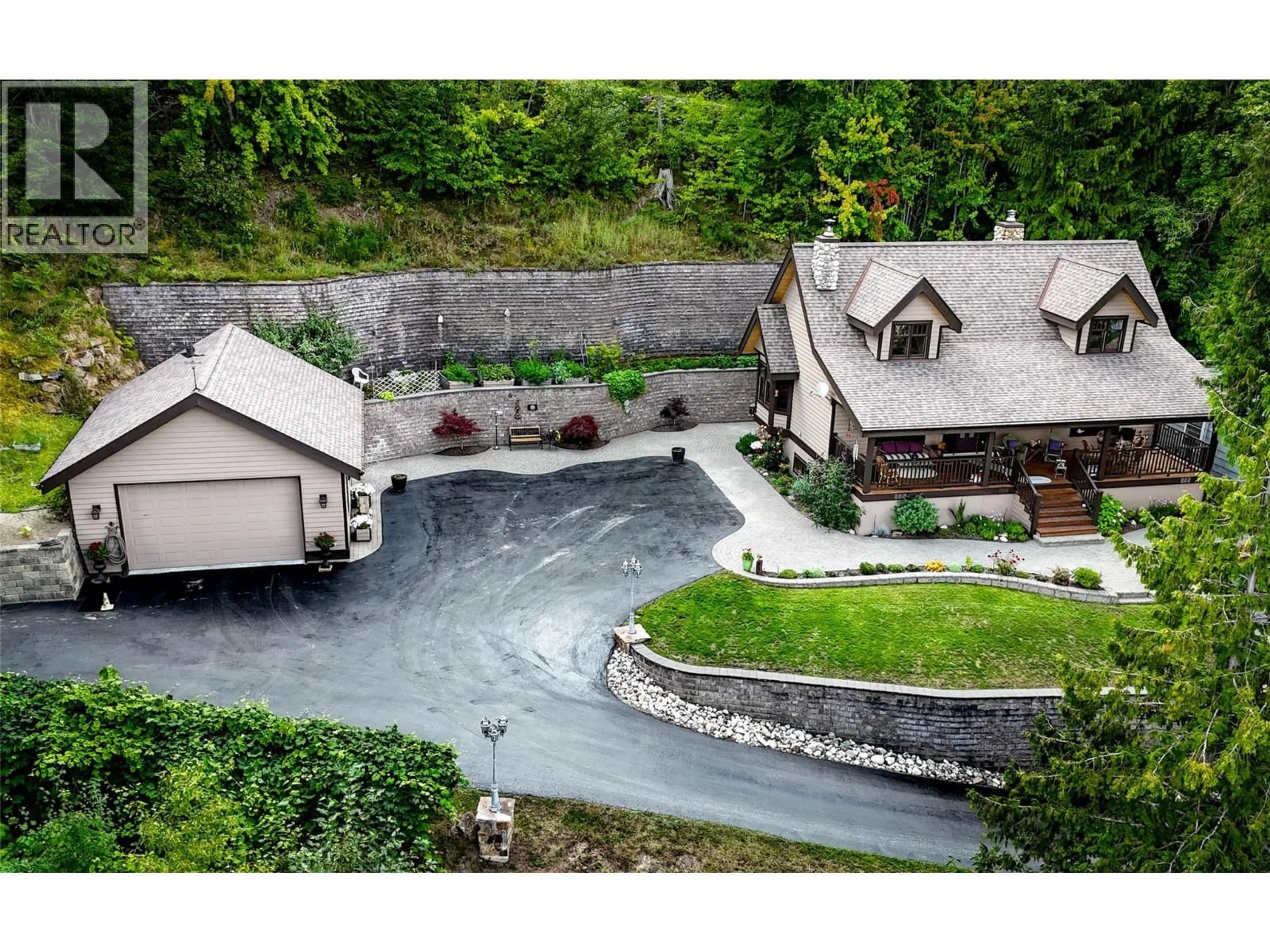 A pic from outside/outdoor area/front of a property/back of a property/a pic from drone, mountain view for 3544 CENTRE STREET, Ainsworth British Columbia V0G1A0
