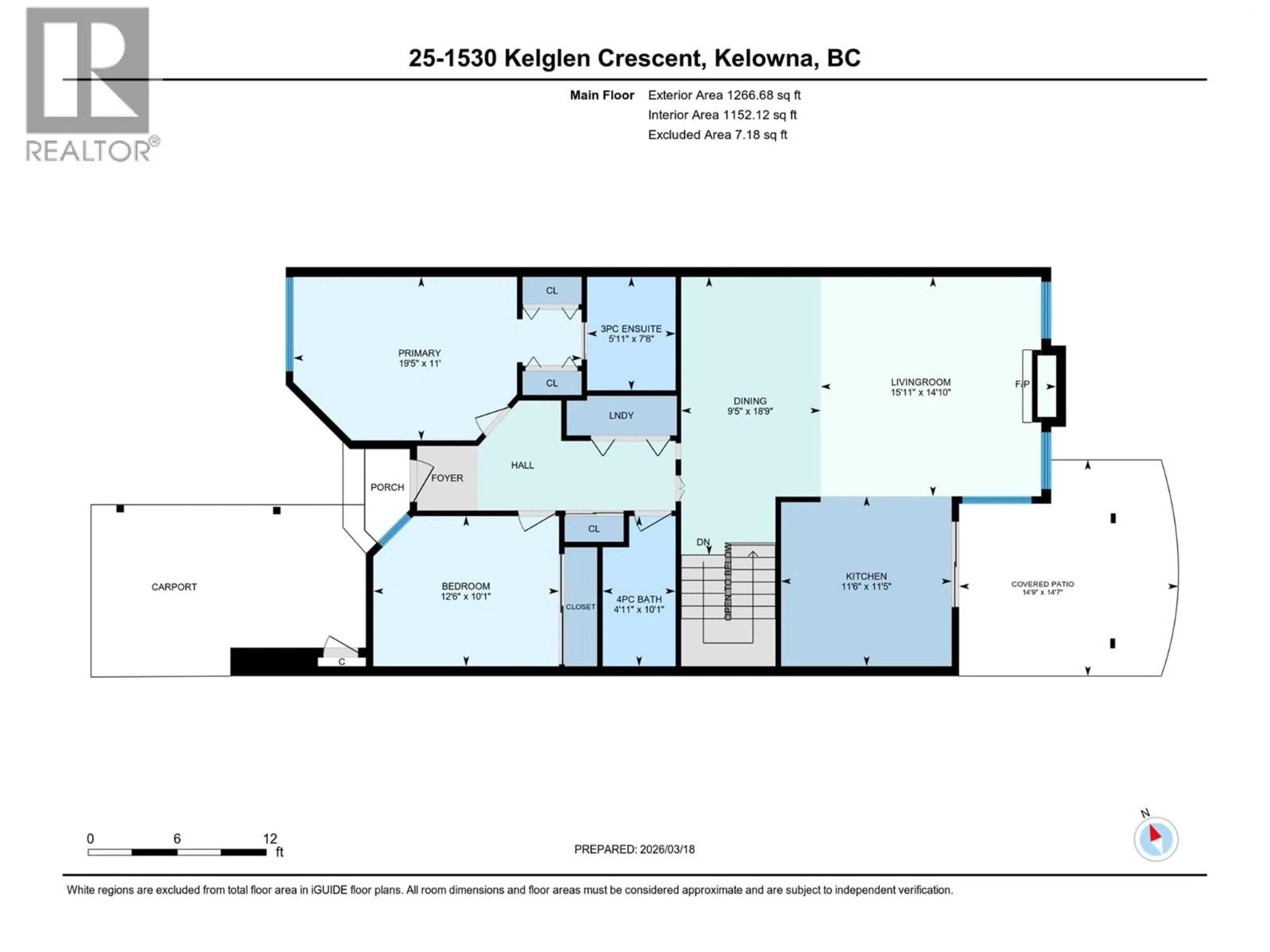 Floor plan for 25 - 1530 KELGLEN STREET, Kelowna British Columbia V1Y6K7