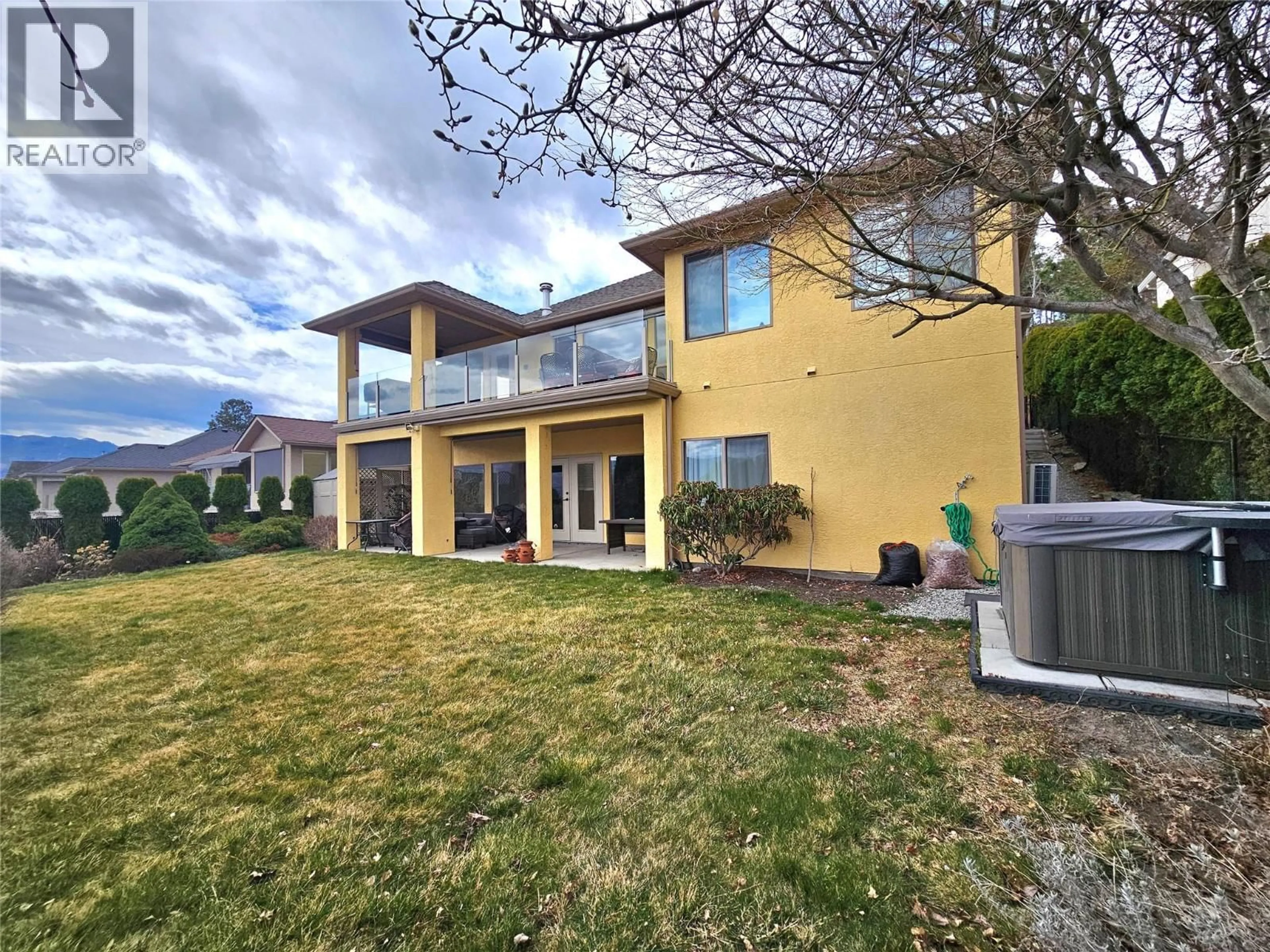 A pic from outside/outdoor area/front of a property/back of a property/a pic from drone, mountain view for 3617 GALA VIEW DRIVE, West Kelowna British Columbia V4T2M3