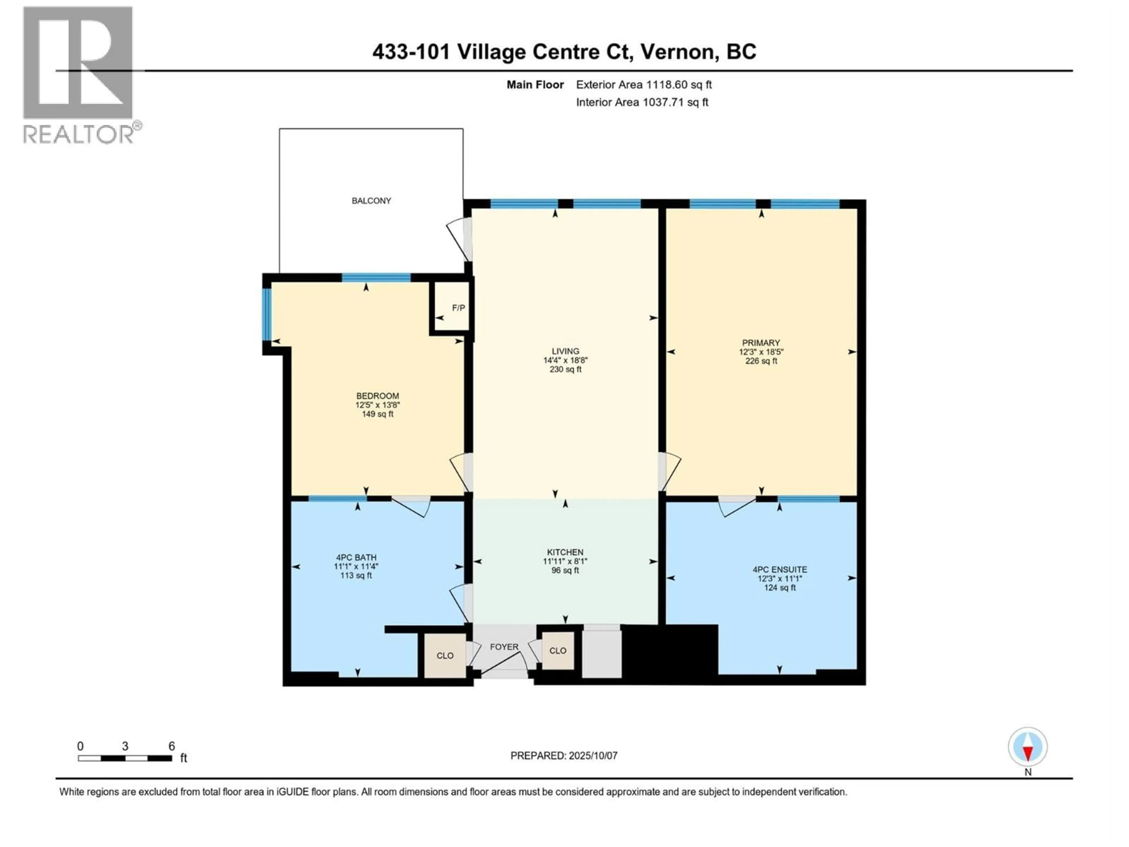Floor plan for 433 - 101 VILLAGE CENTRE COURT, Vernon British Columbia V1H1Y8