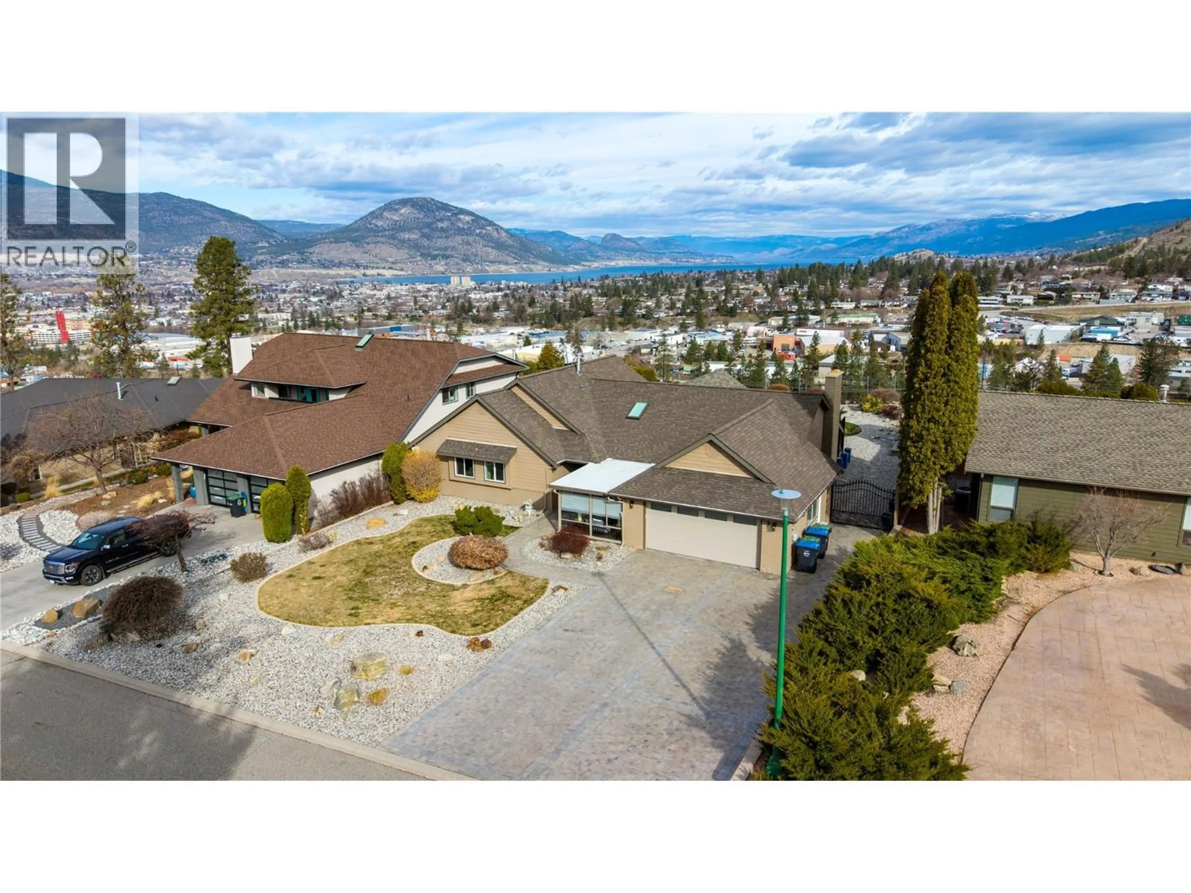 A pic from outside/outdoor area/front of a property/back of a property/a pic from drone, mountain view for 163 WESTVIEW DRIVE, Penticton British Columbia V2A7V9