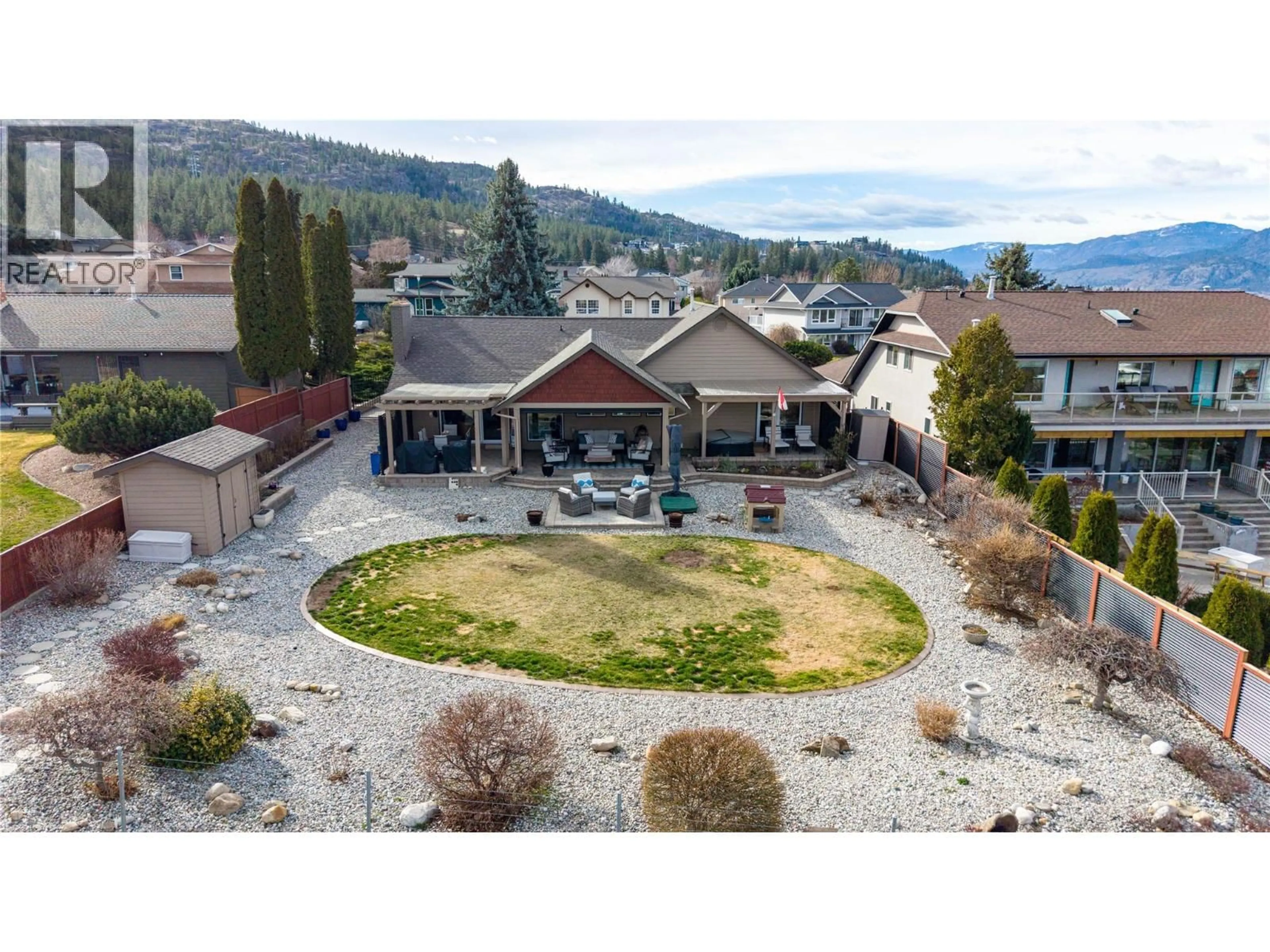 A pic from outside/outdoor area/front of a property/back of a property/a pic from drone, mountain view for 163 WESTVIEW DRIVE, Penticton British Columbia V2A7V9