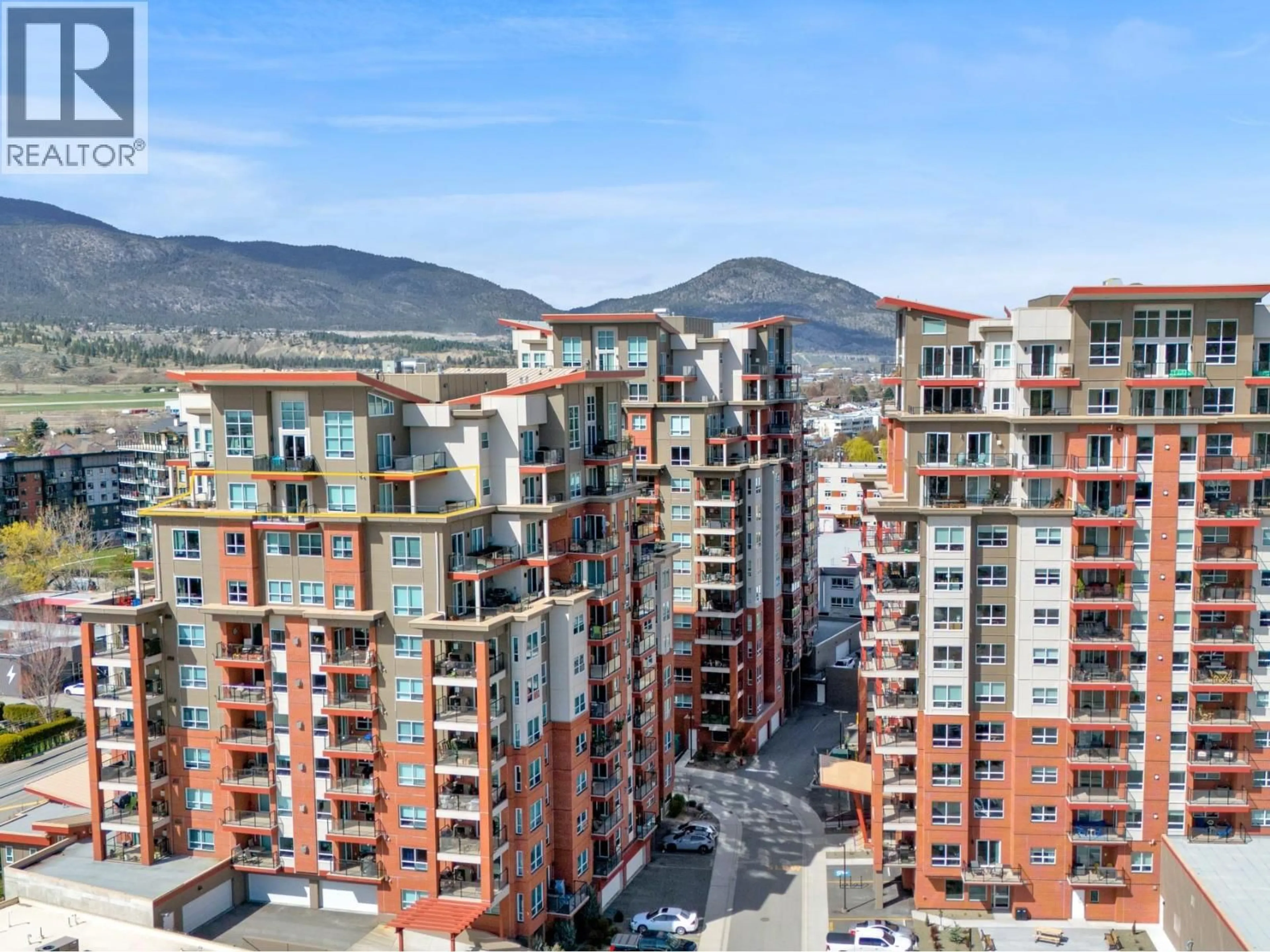 A pic from outside/outdoor area/front of a property/back of a property/a pic from drone, city buildings view from balcony for 1103 - 3388 SKAHA LAKE ROAD, Penticton British Columbia V2A6G4