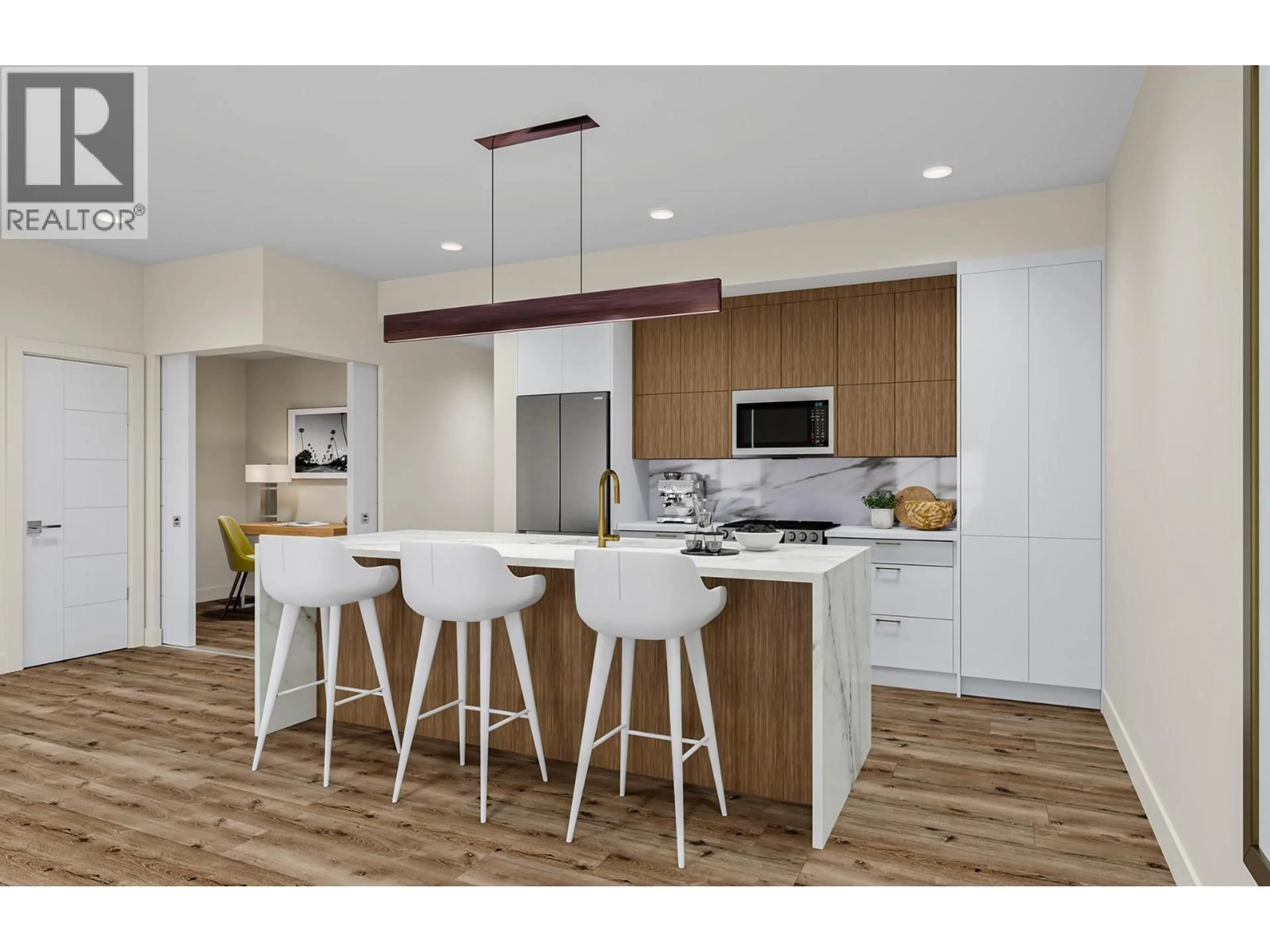 Open concept kitchen, wood/laminate floor for 311 - 647 CLEMENT AVENUE, Kelowna British Columbia V1Y7C7