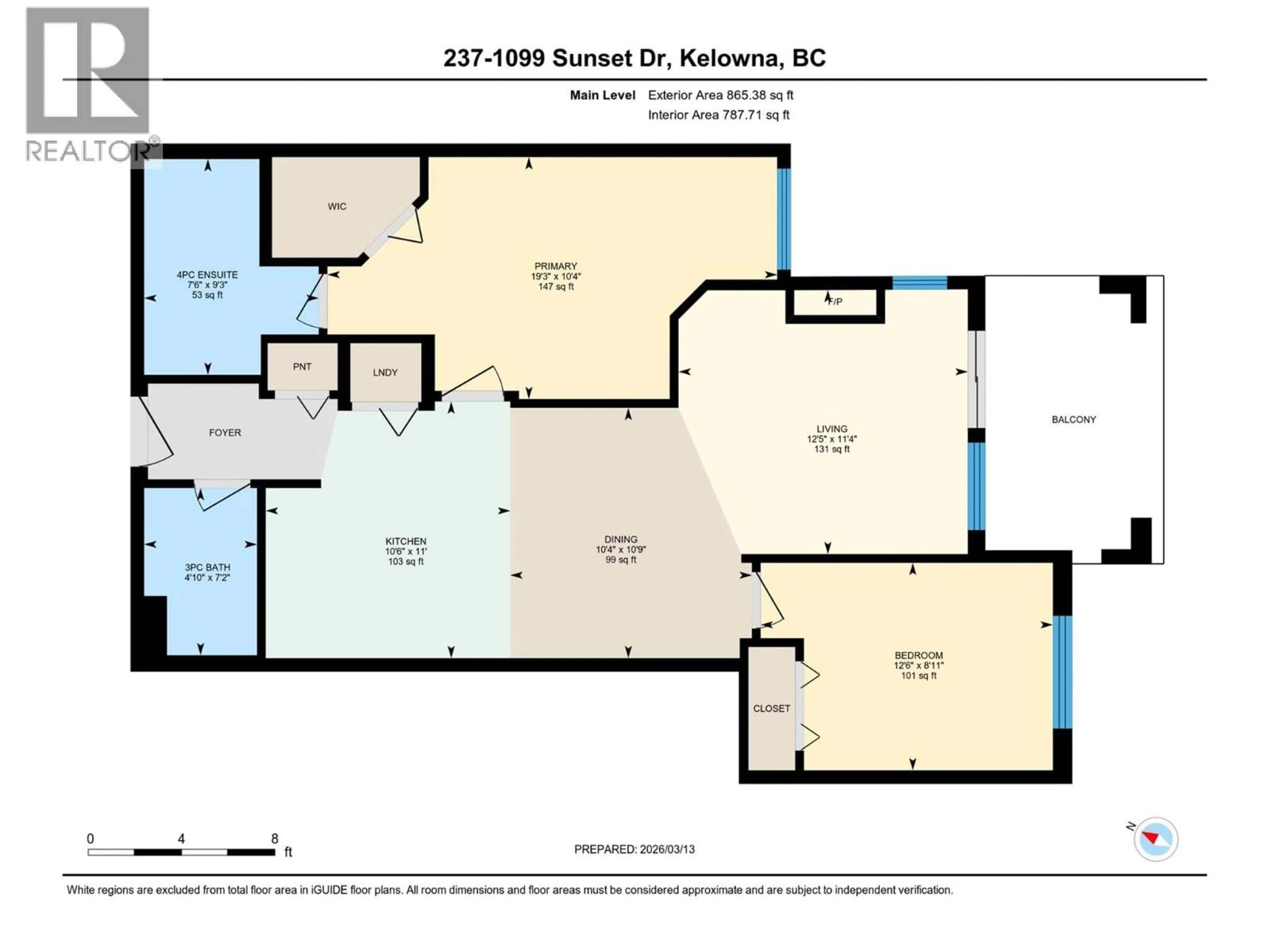 Floor plan for 237 - 1099 SUNSET DRIVE, Kelowna British Columbia V1Y9Z2