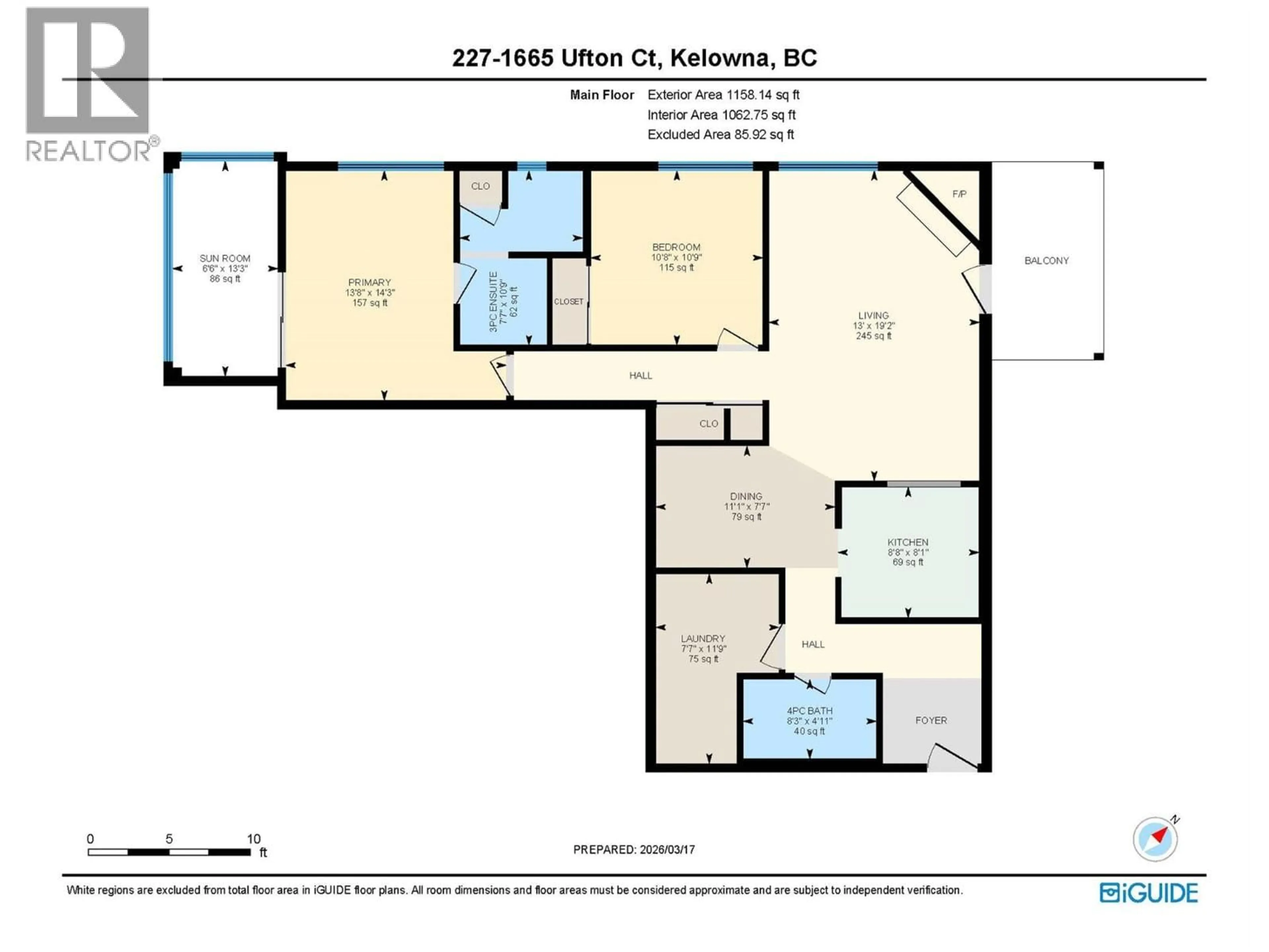 Floor plan for 227 - 1665 UFTON COURT, Kelowna British Columbia V1Y8G7