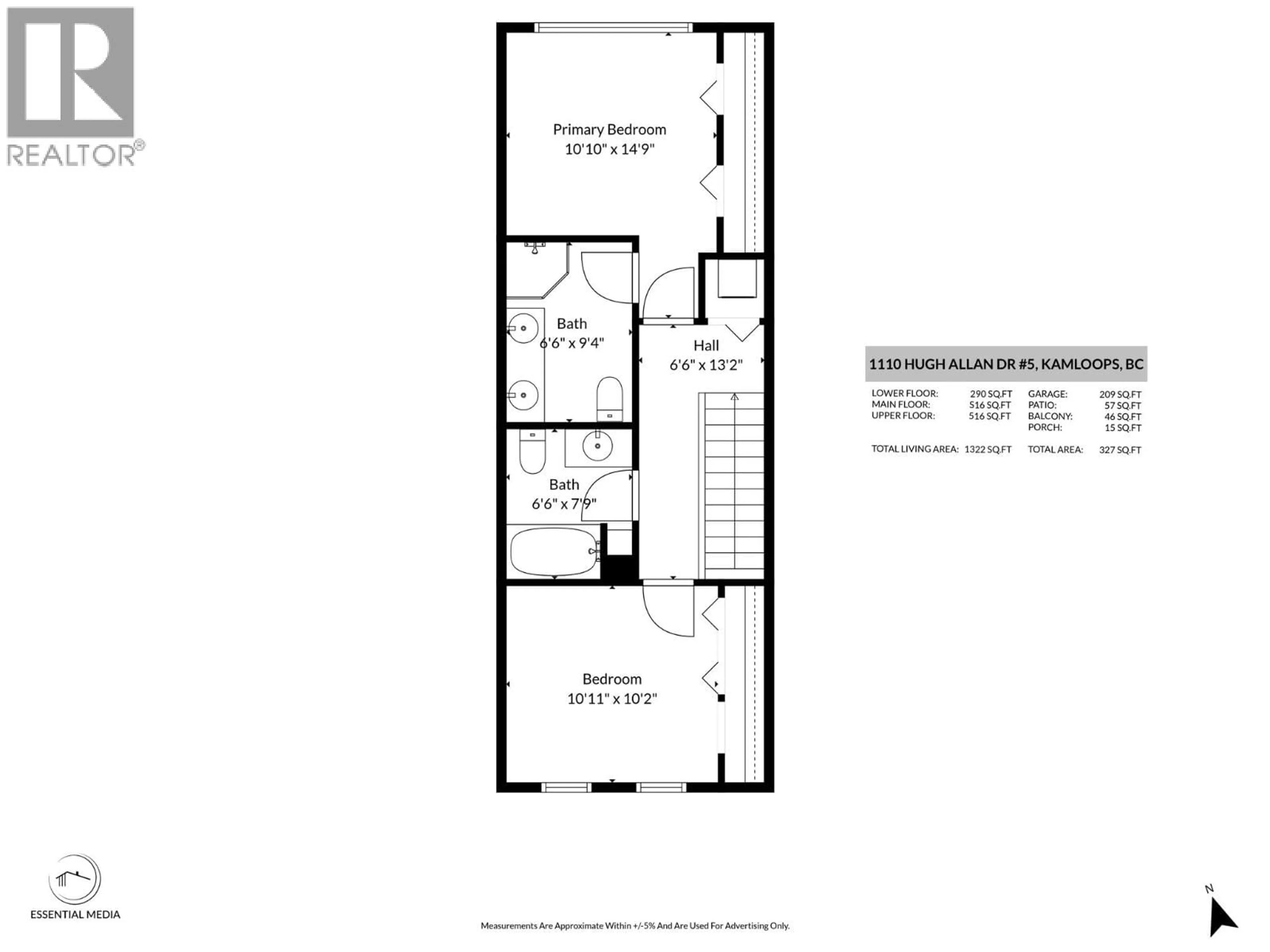 Floor plan for 5 - 1110 HUGH ALLAN DRIVE, Kamloops British Columbia V1S0B5