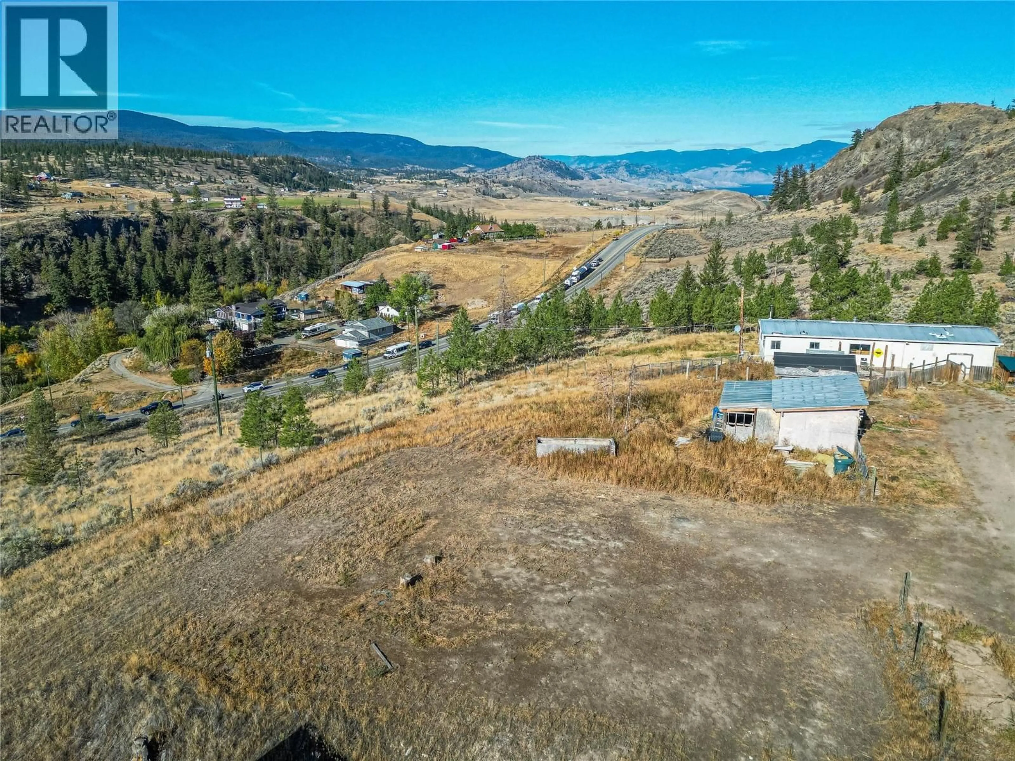 A pic from outside/outdoor area/front of a property/back of a property/a pic from drone, mountain view for 5165 TRANS CANADA HIGHWAY WEST, Kamloops British Columbia V1S2A5