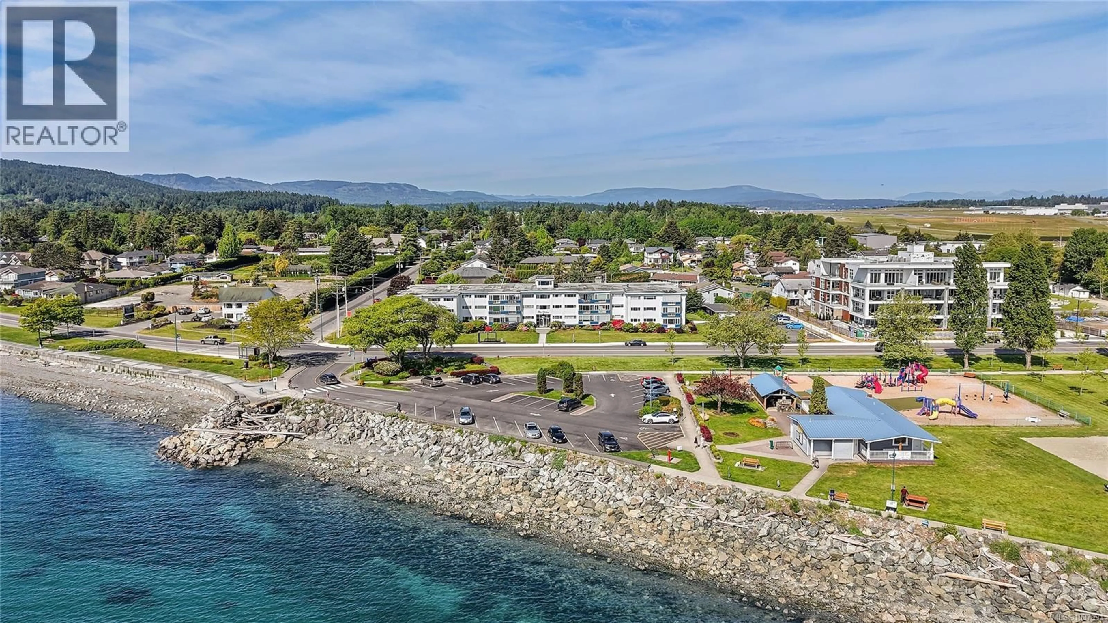 A pic from outside/outdoor area/front of a property/back of a property/a pic from drone, water/lake/river/ocean view for 111 - 9560 FIFTH STREET, Sidney British Columbia V8L2W5