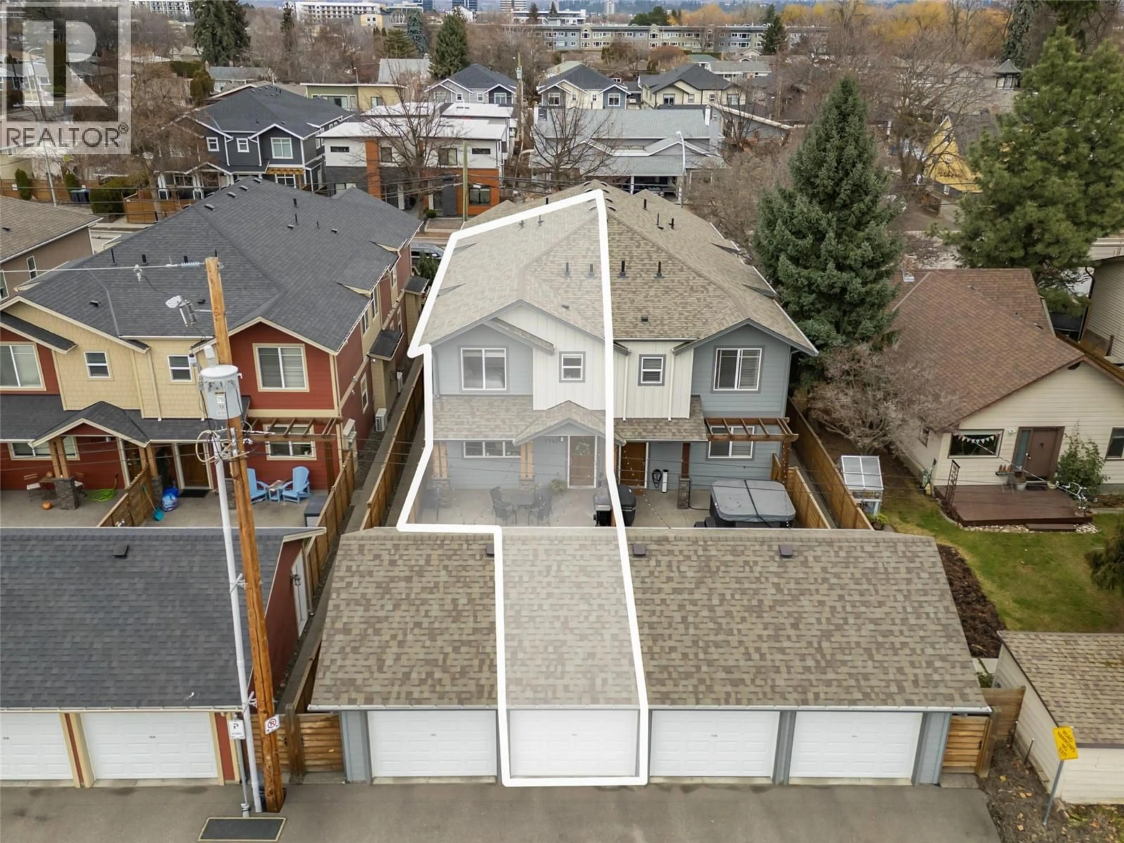 A pic from outside/outdoor area/front of a property/back of a property/a pic from drone, city buildings view from balcony for 1940 ETHEL STREET, Kelowna British Columbia V1Y2Z5