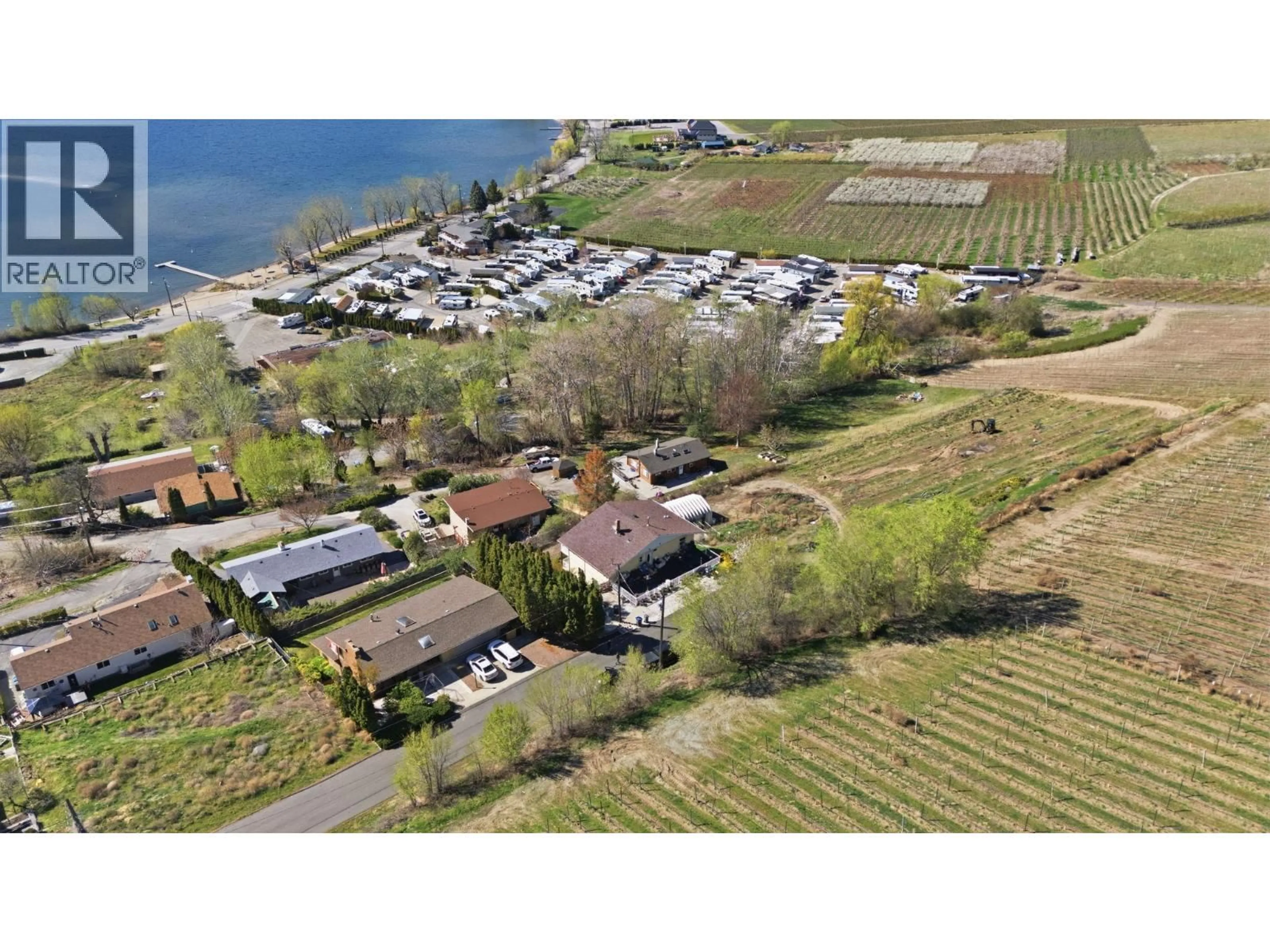A pic from outside/outdoor area/front of a property/back of a property/a pic from drone, water/lake/river/ocean view for 4616 37TH STREET, Osoyoos British Columbia V0H1V6