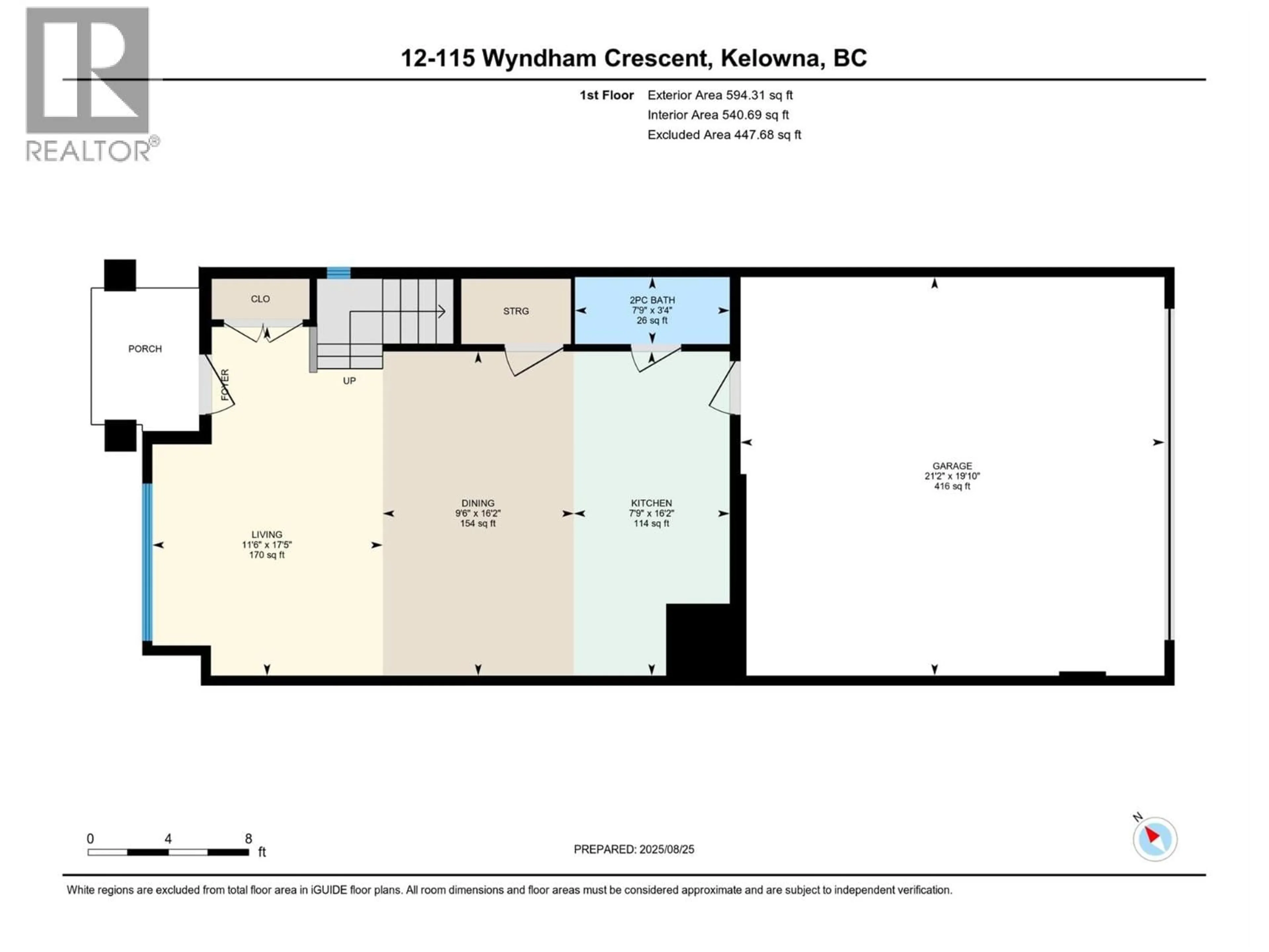 Floor plan for 12 - 115 WYNDHAM CRESCENT, Kelowna British Columbia V1V1Z2