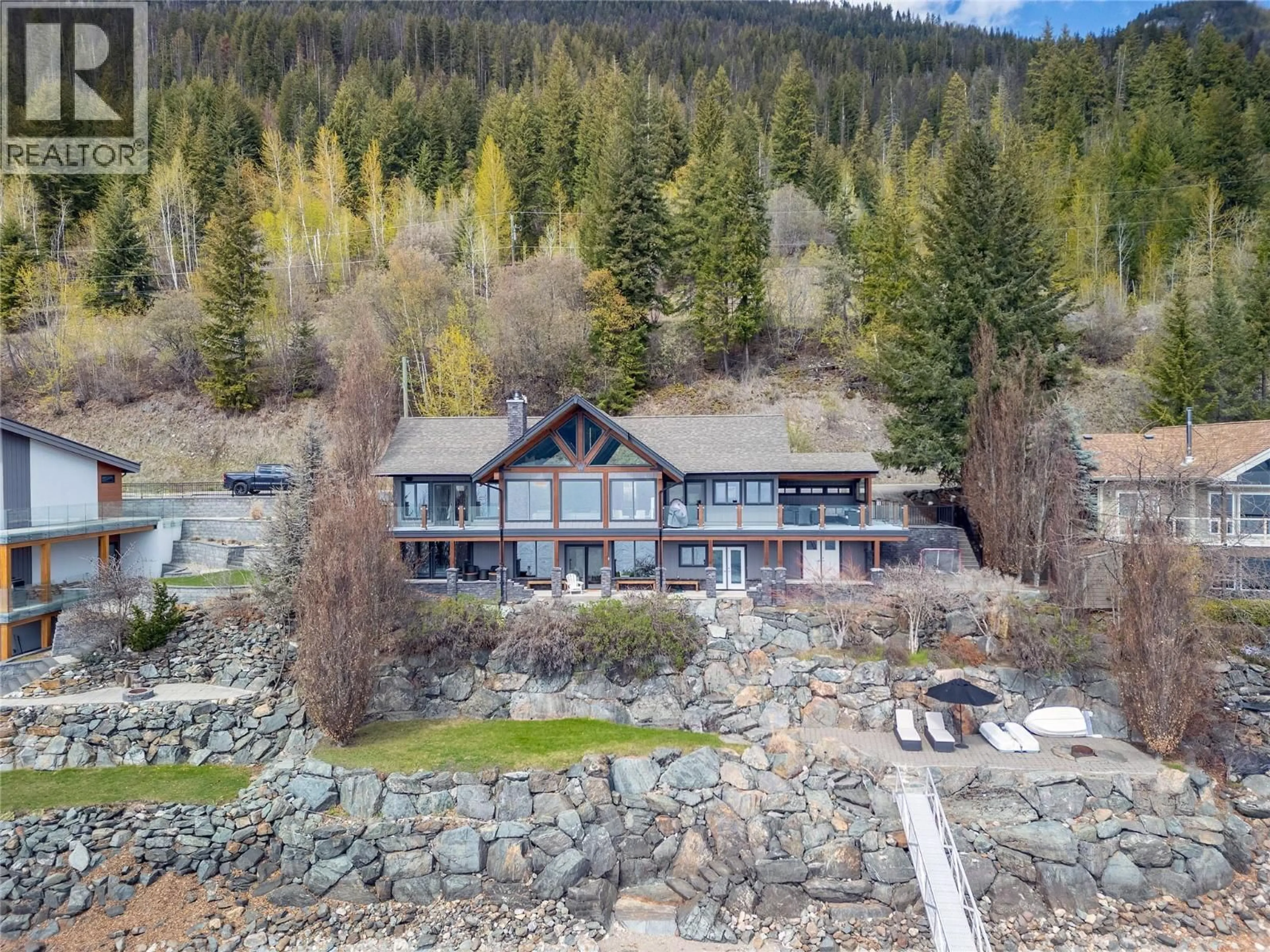 A pic from outside/outdoor area/front of a property/back of a property/a pic from drone, water/lake/river/ocean view for 7 - 8200 SQUILAX ANGLEMONT ROAD, Anglemont British Columbia V0E1M8