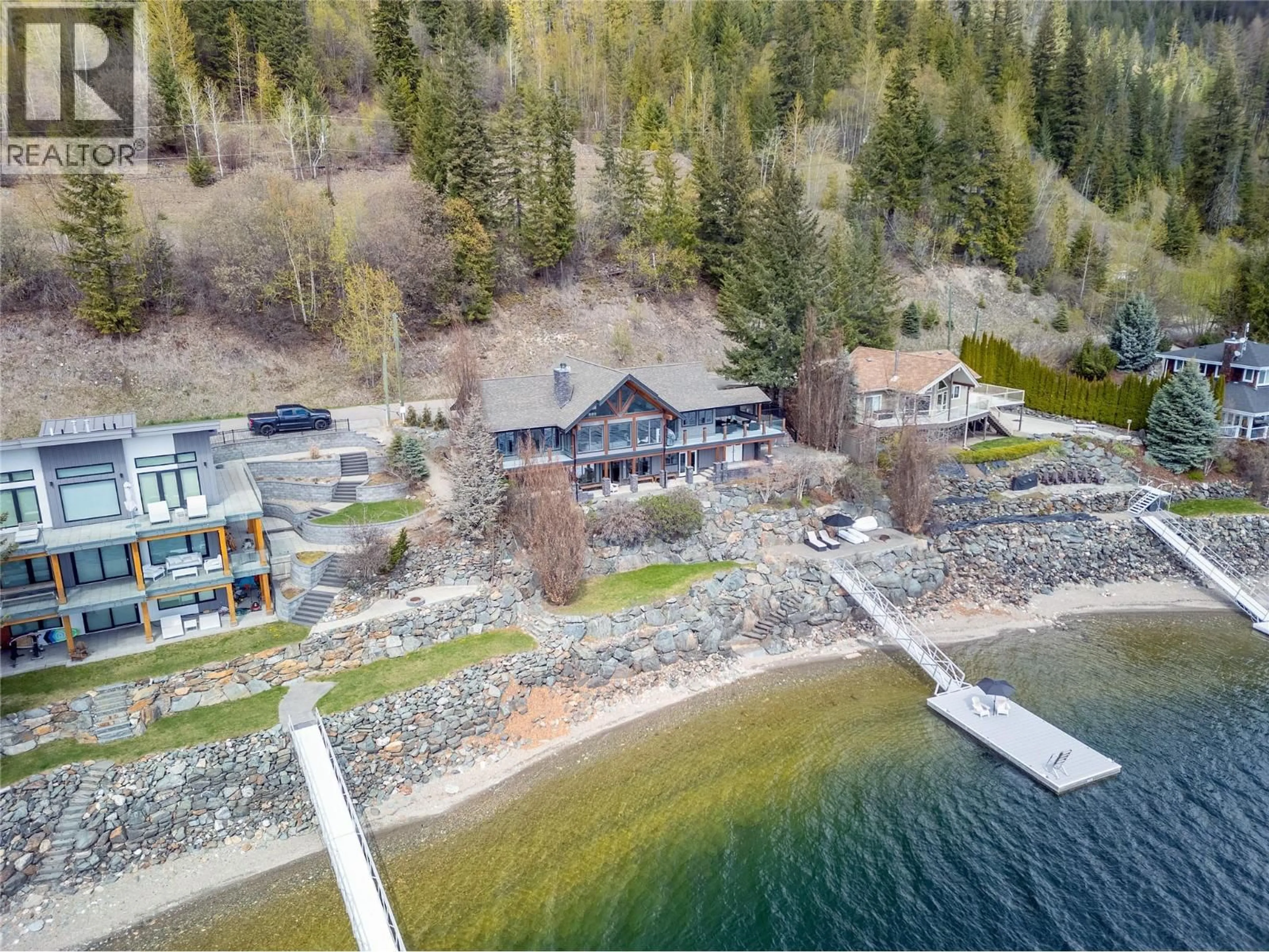 A pic from outside/outdoor area/front of a property/back of a property/a pic from drone, water/lake/river/ocean view for 7 - 8200 SQUILAX ANGLEMONT ROAD, Anglemont British Columbia V0E1M8