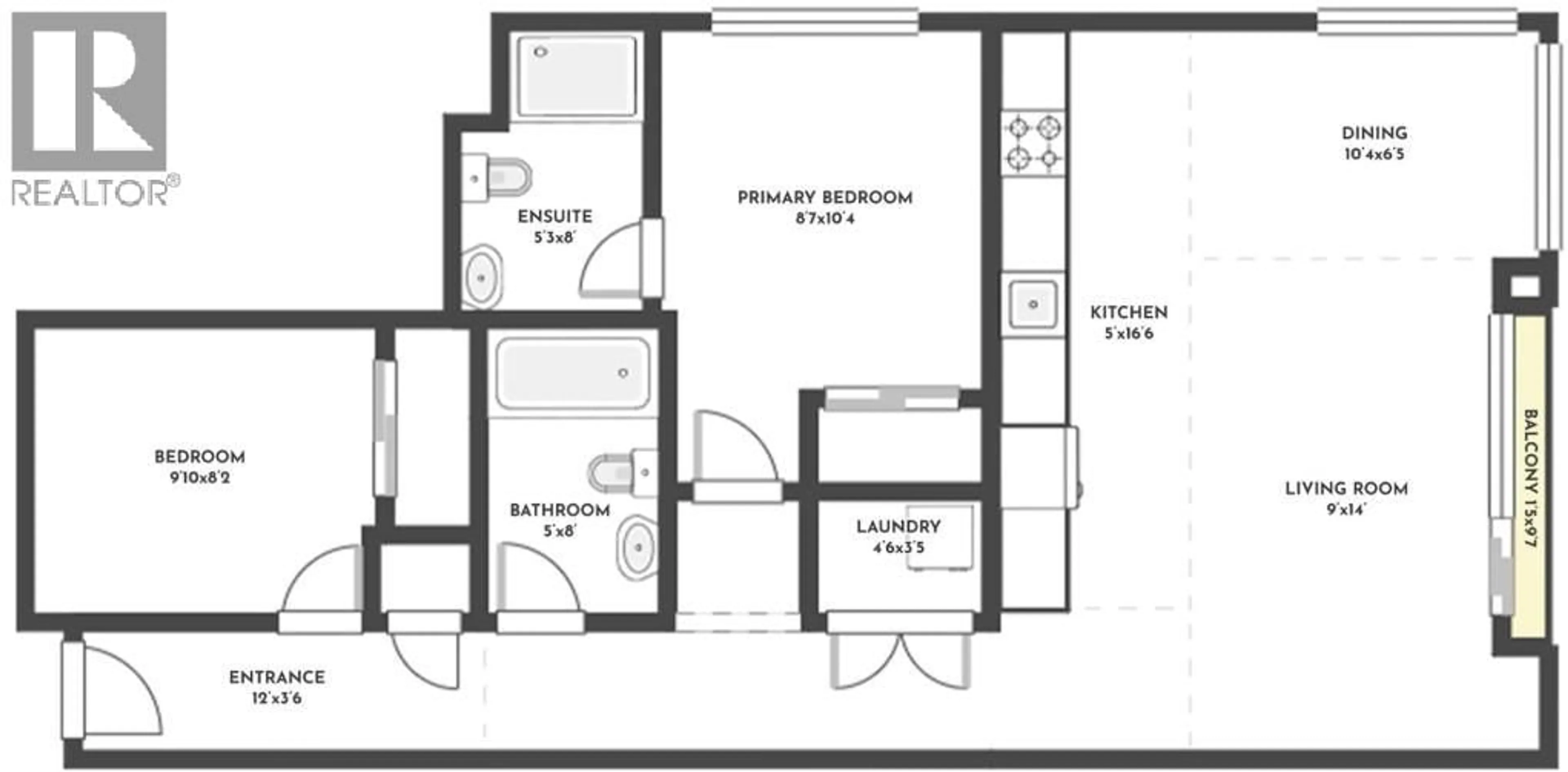 Floor plan for 509 - 604 CAWSTON AVENUE, Kelowna British Columbia V1Y6Z4