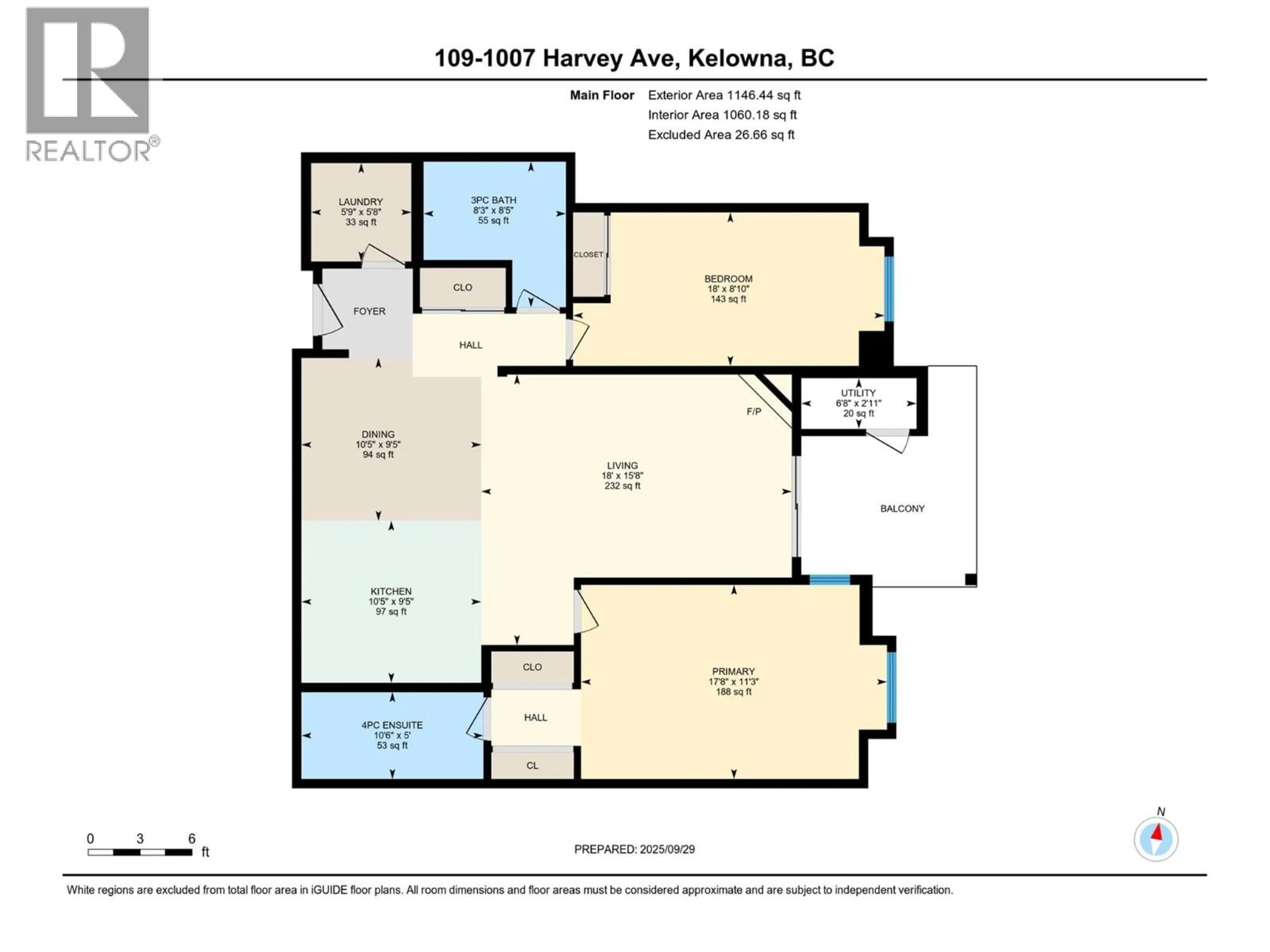 Floor plan for 109 - 1007 HARVEY AVENUE, Kelowna British Columbia V1Y6E4