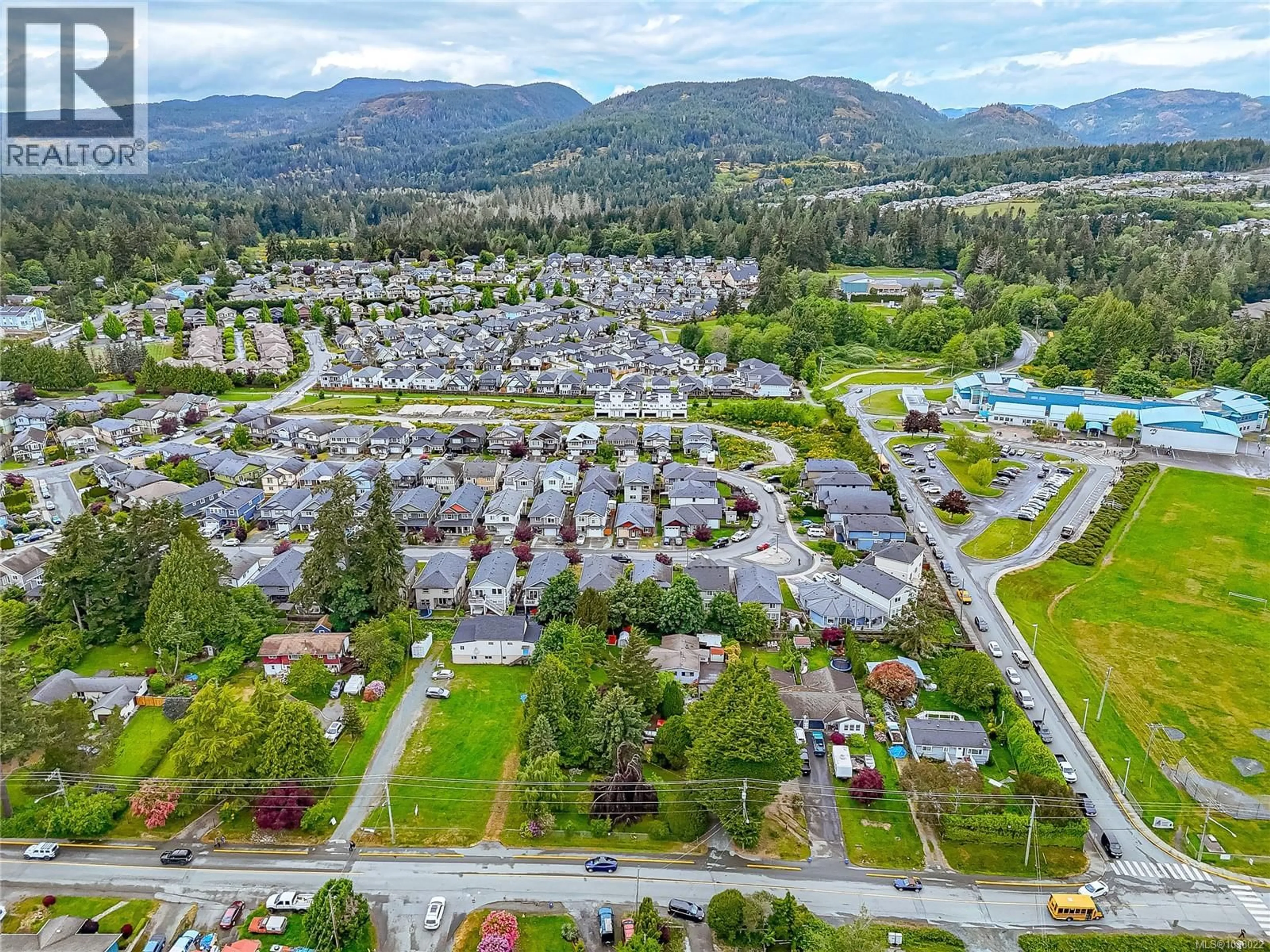 A pic from outside/outdoor area/front of a property/back of a property/a pic from drone, mountain view for 6618 STEEPLE CHASE, Sooke British Columbia V9Z0W3