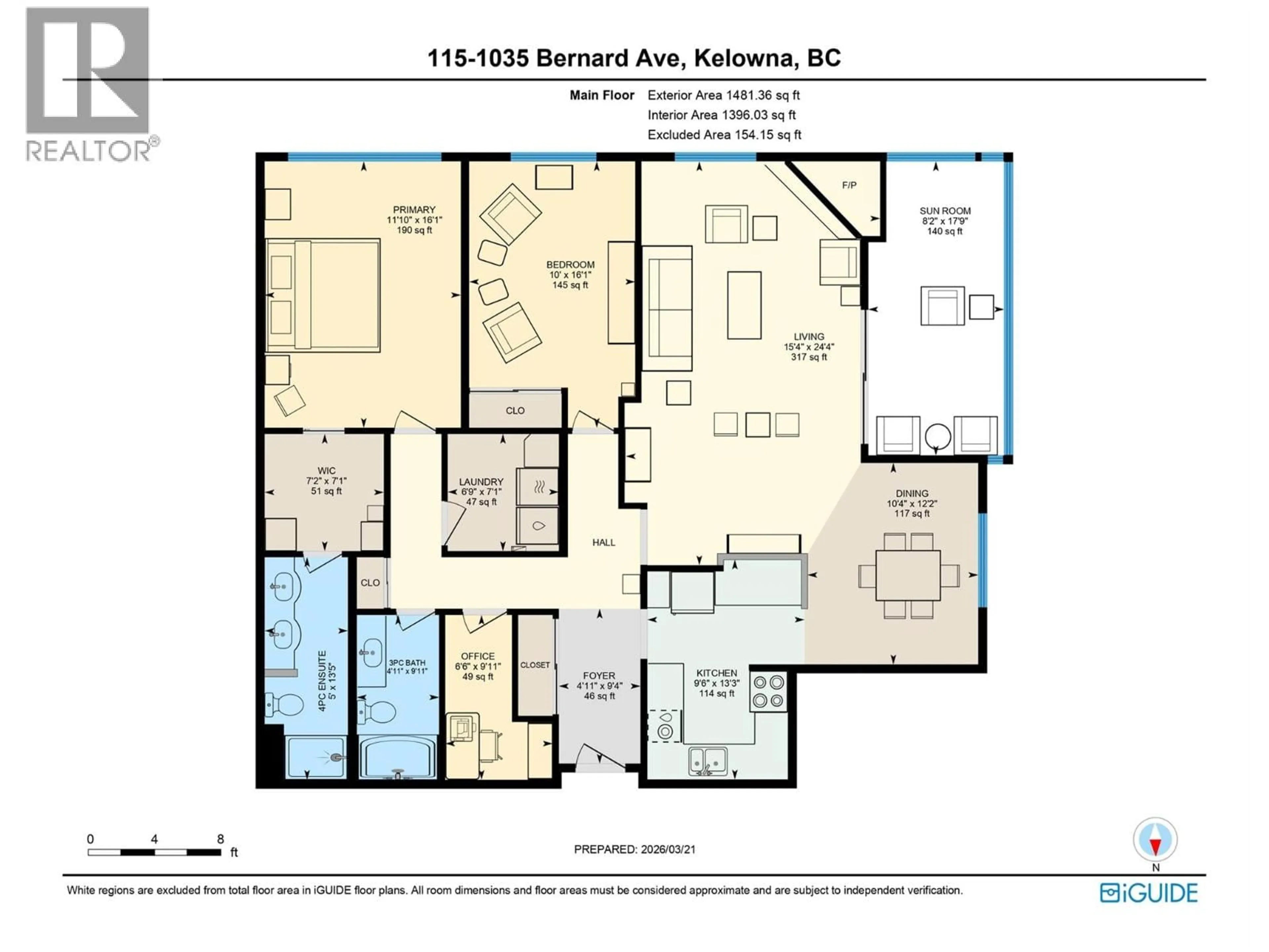 Floor plan for 115 - 1035 BERNARD AVENUE, Kelowna British Columbia V1Y6P7